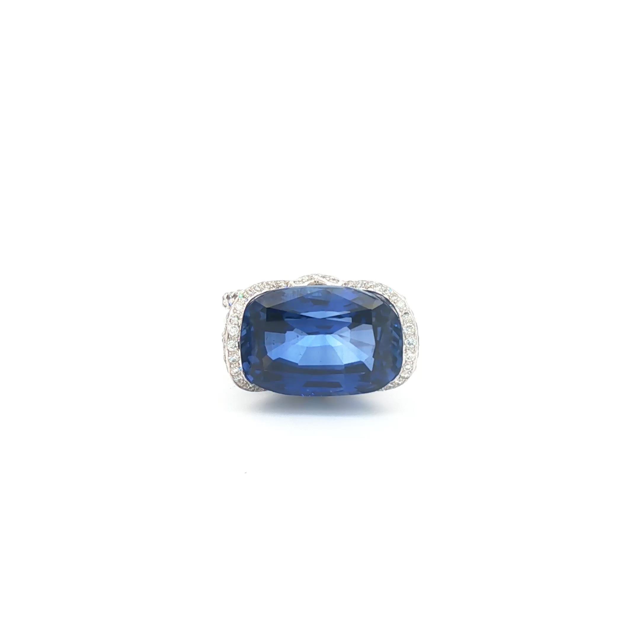 14.96ct Blue Sapphire Cushion Ring