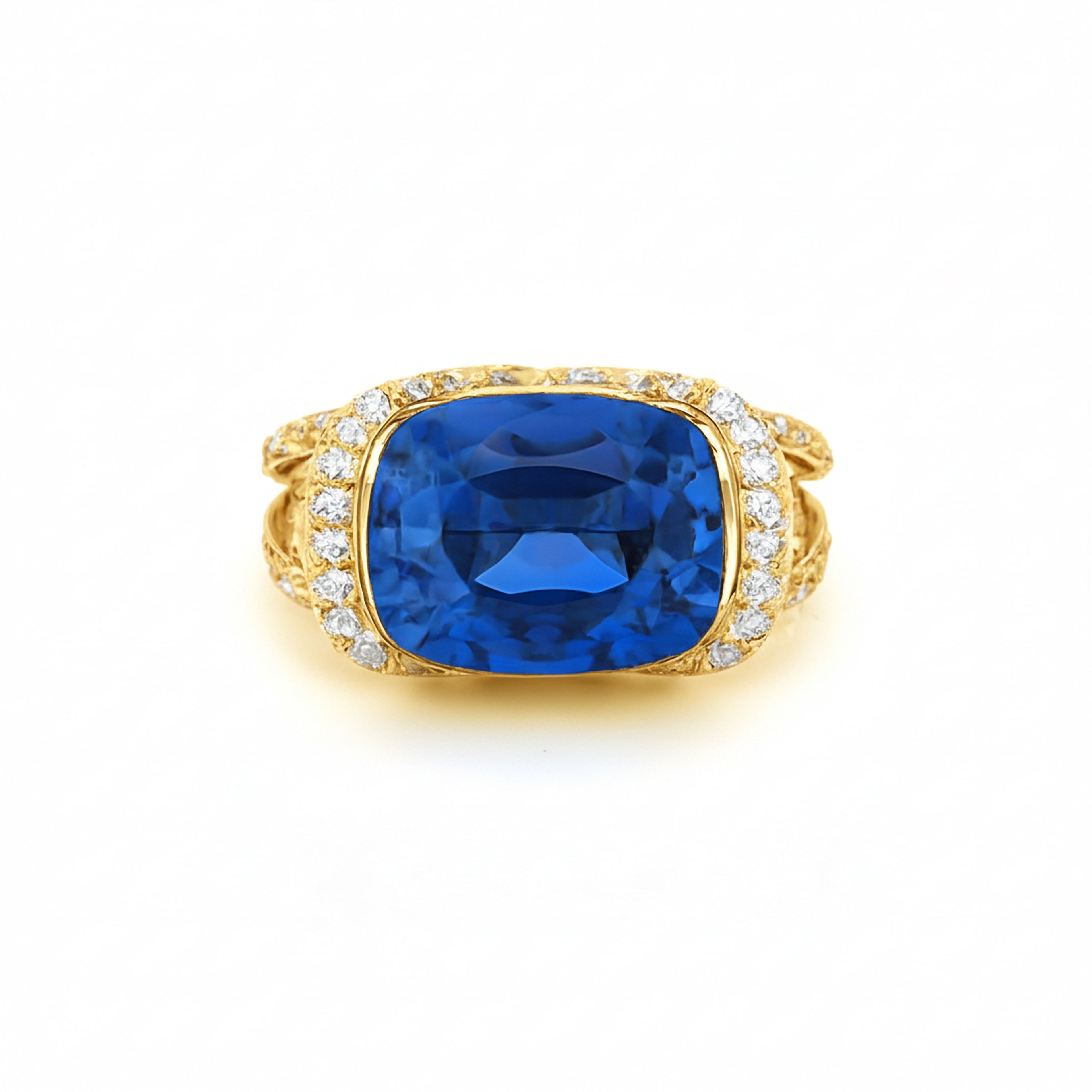 14.96ct Blue Sapphire Cushion Ring