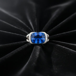 14.96ct Blue Sapphire Cushion Ring
