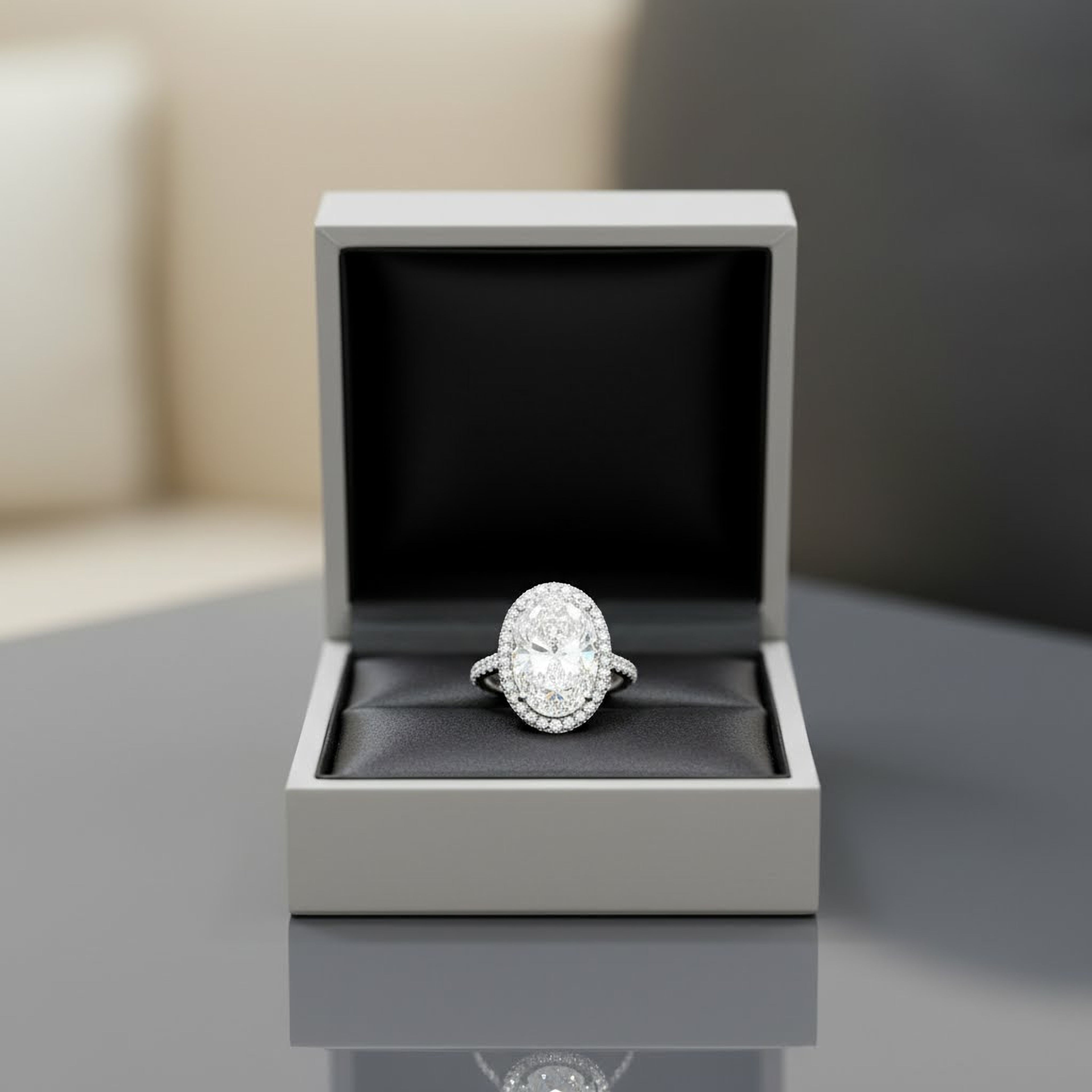 7ct Oval Halo Engagement Ring