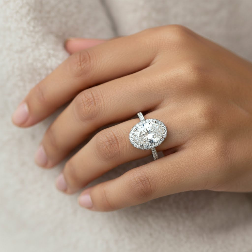 7ct Oval Halo Engagement Ring