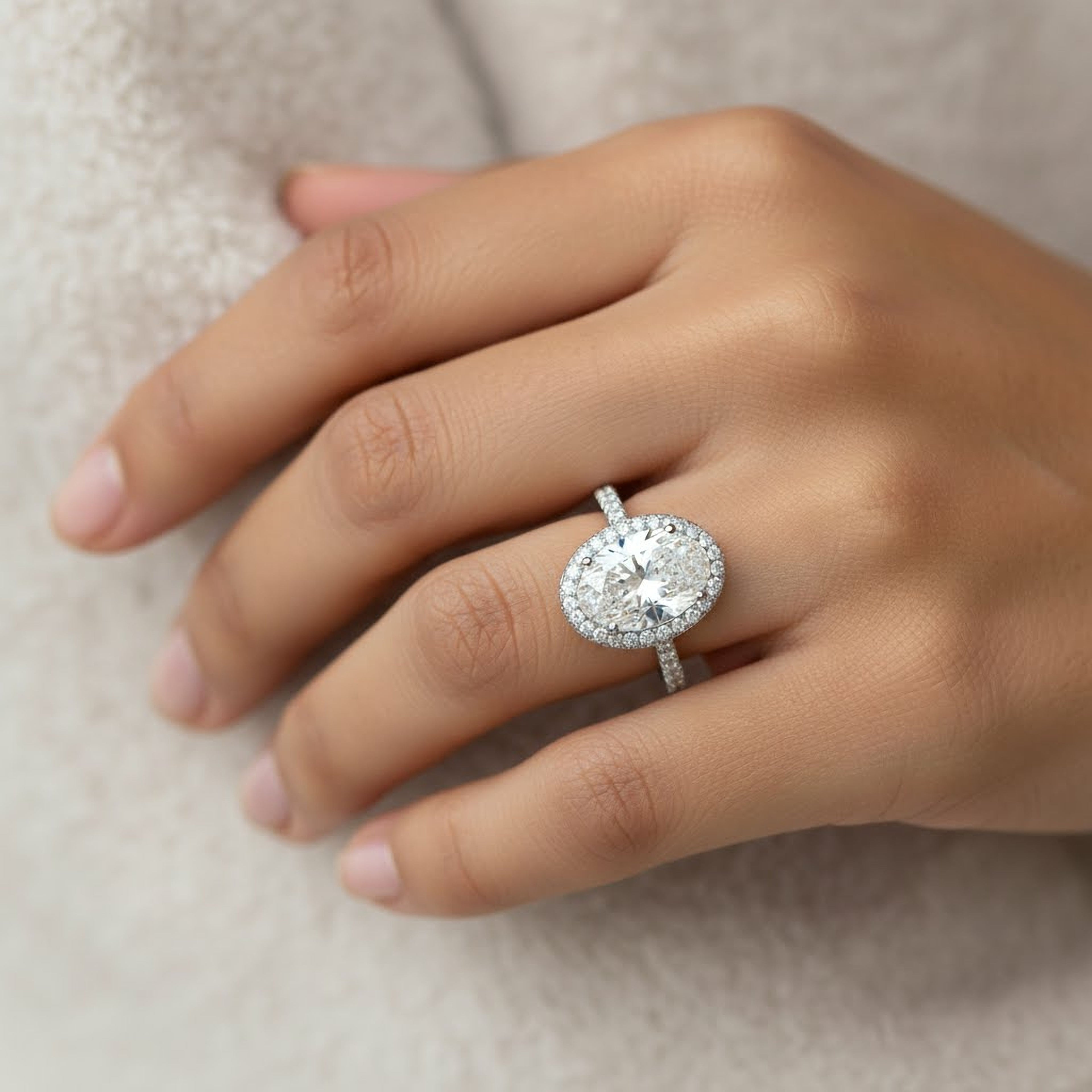 7ct Oval Halo Engagement Ring