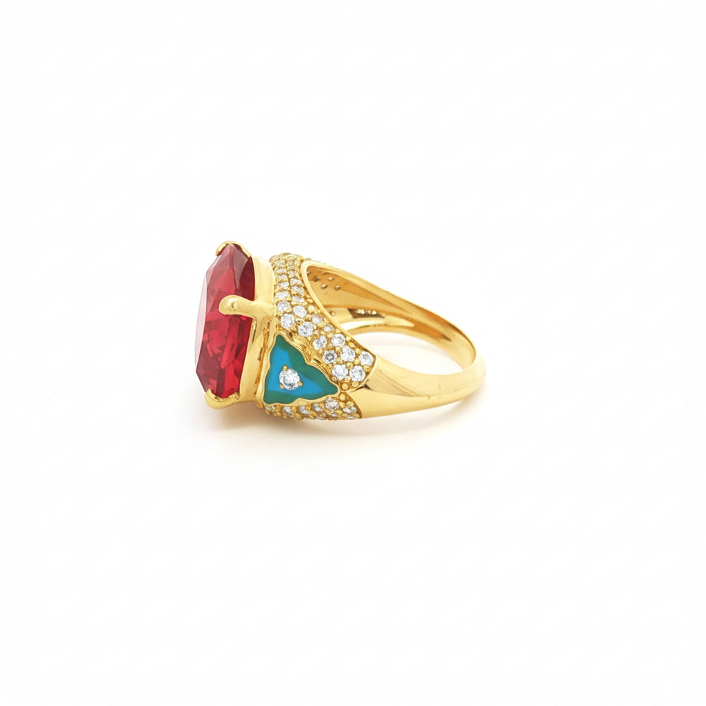 13.34ct Red Cushion Enamel Ring