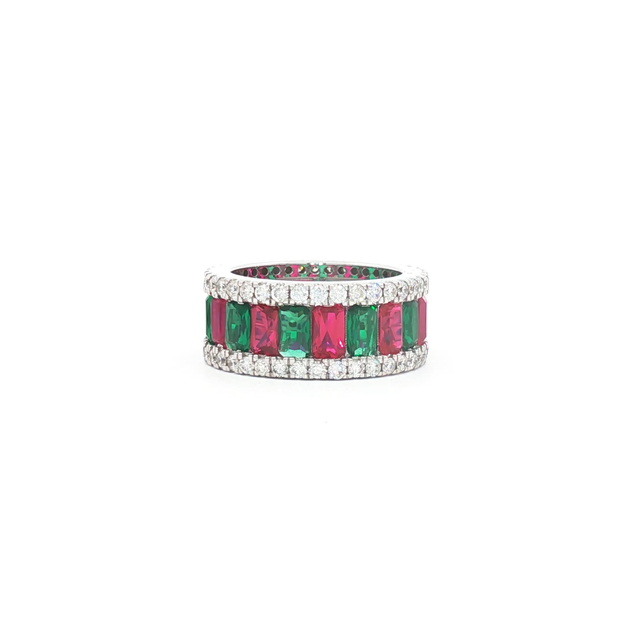 3.29cts Emerald  x Ruby Eternity Ring
