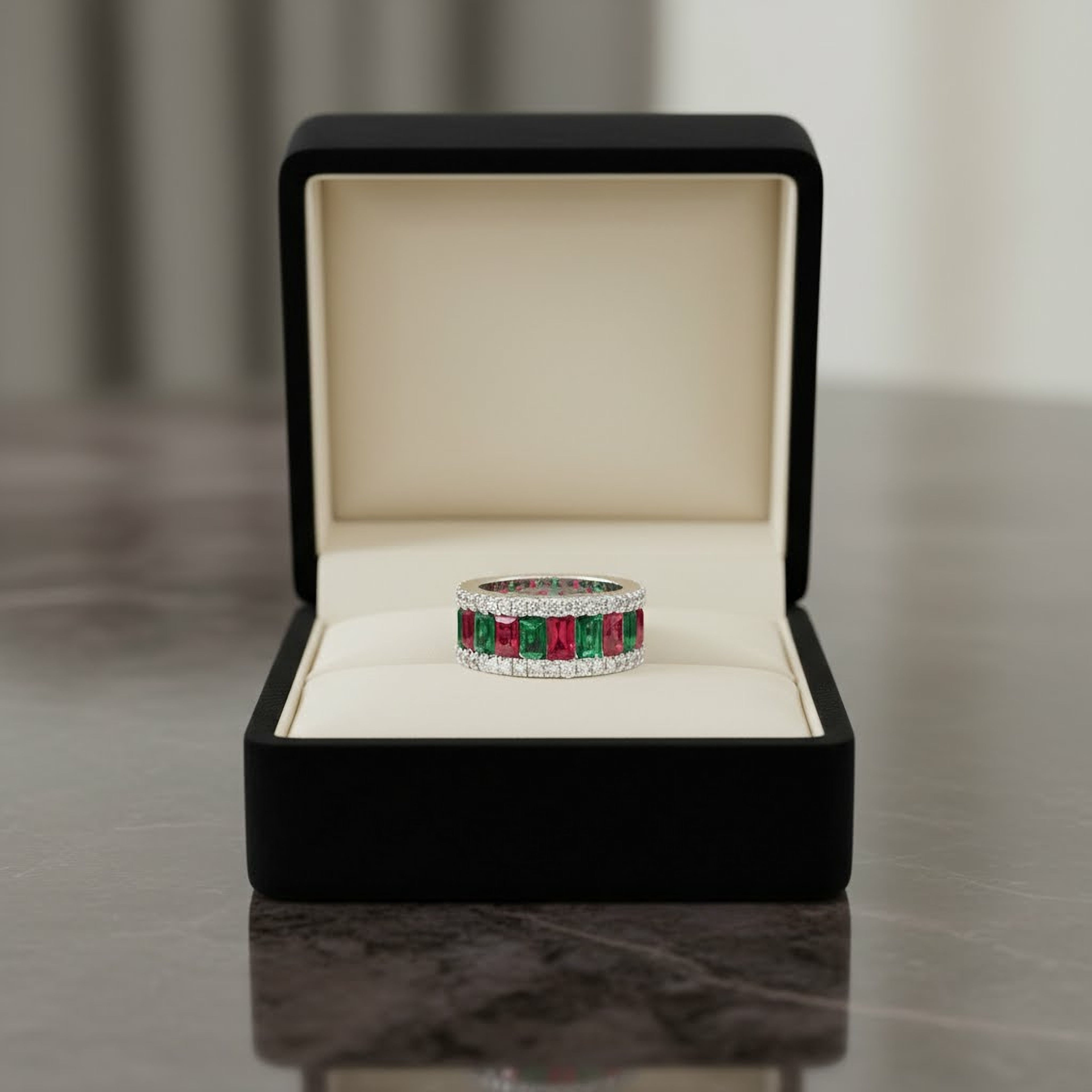 3.29cts Emerald  x Ruby Eternity Ring