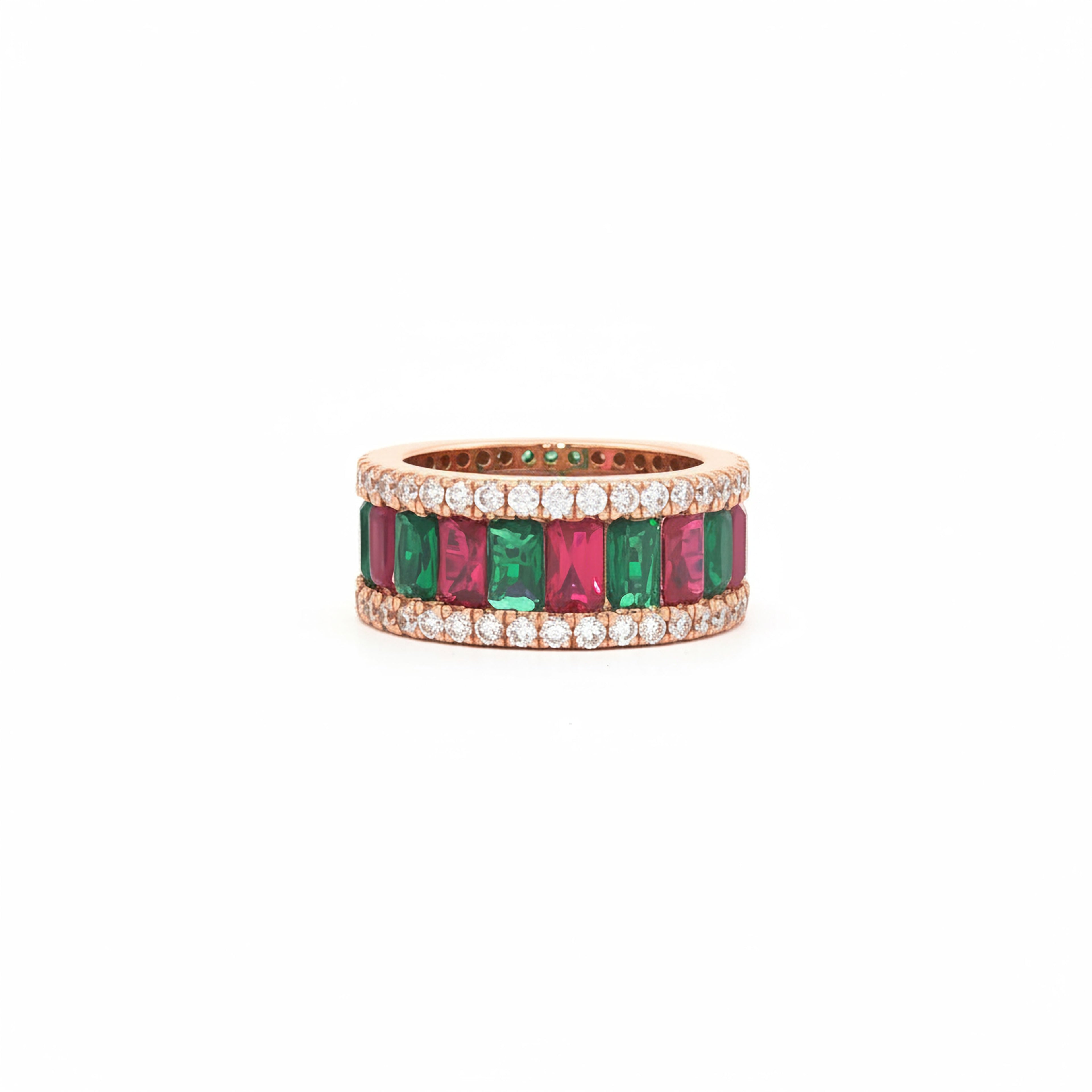 3.29cts Emerald  x Ruby Eternity Ring