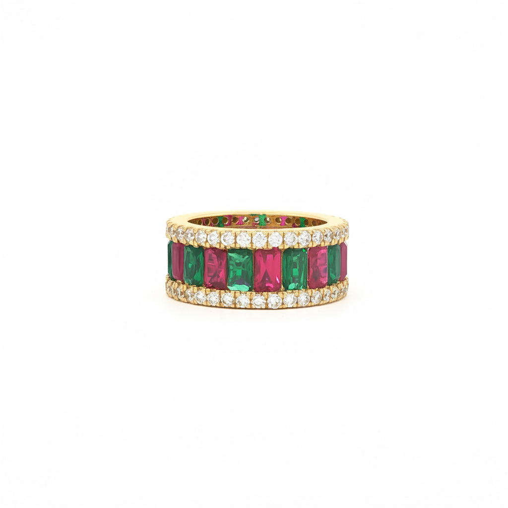 3.29cts Emerald  x Ruby Eternity Ring