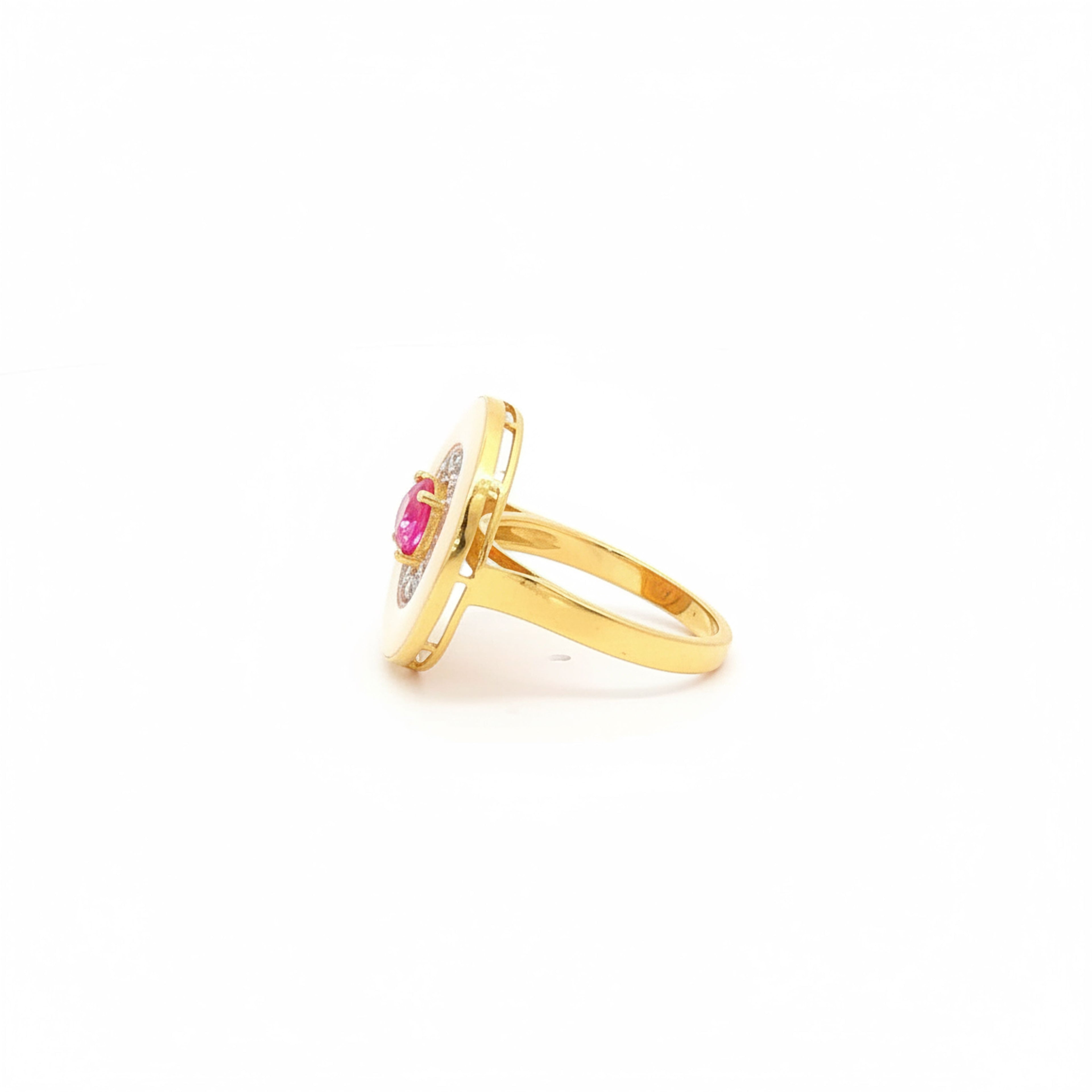 Pink Enamel with Pink Sapphire Cocktail Ring