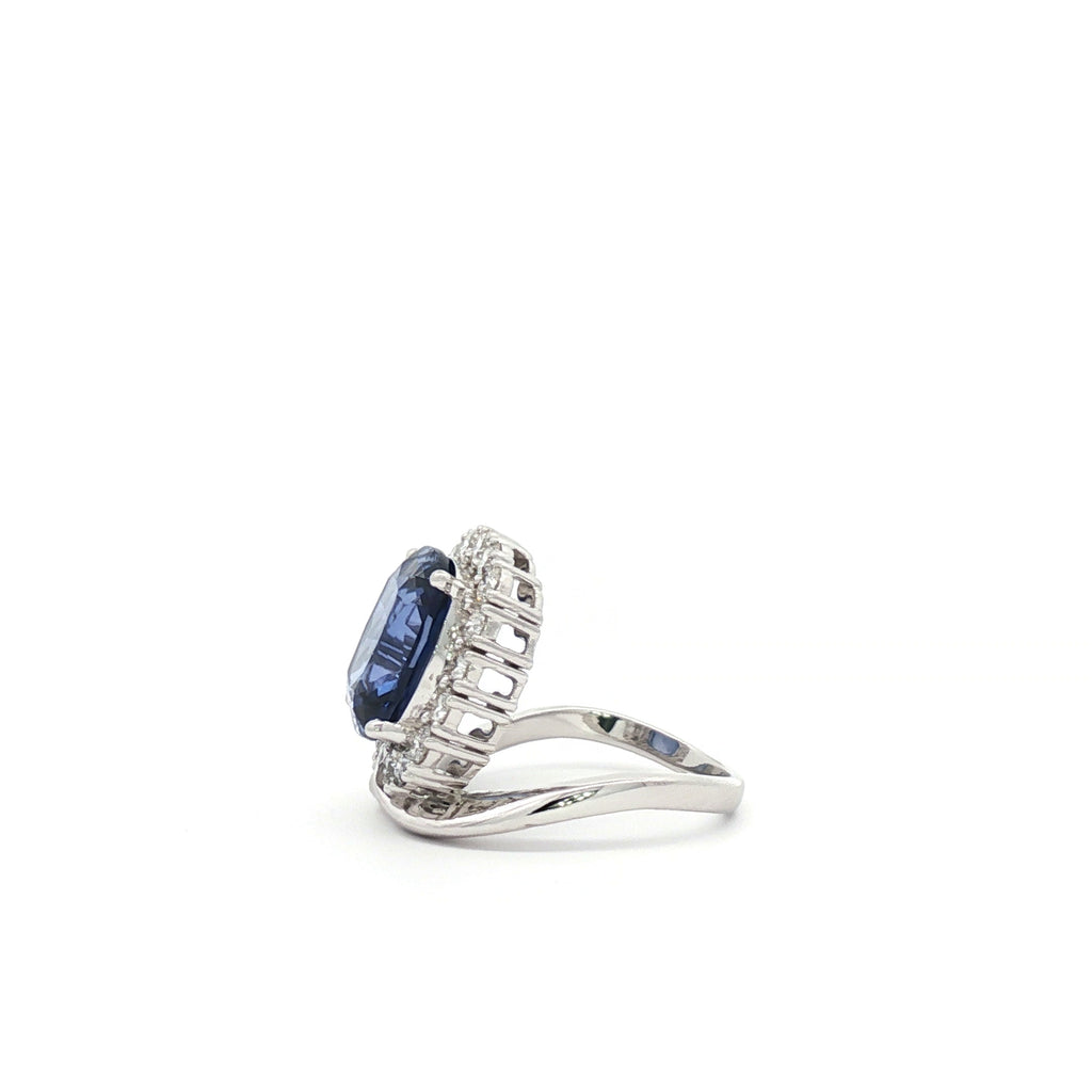 Blue Cushion Fancy Ring
