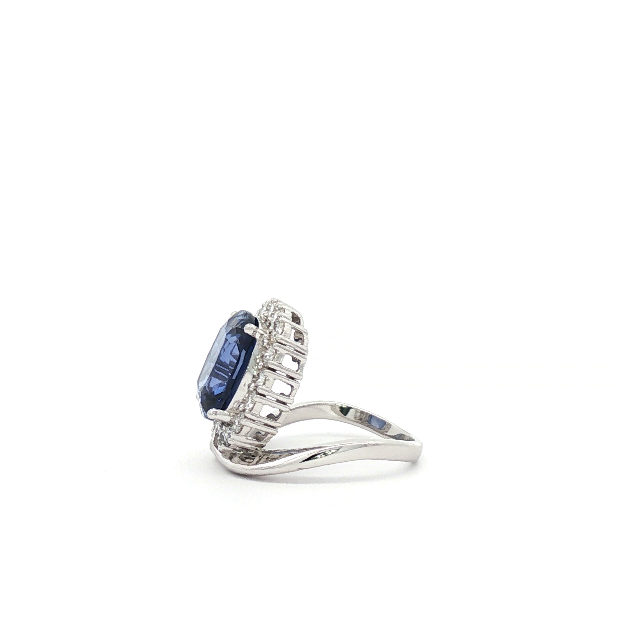 Blue Cushion Fancy Ring