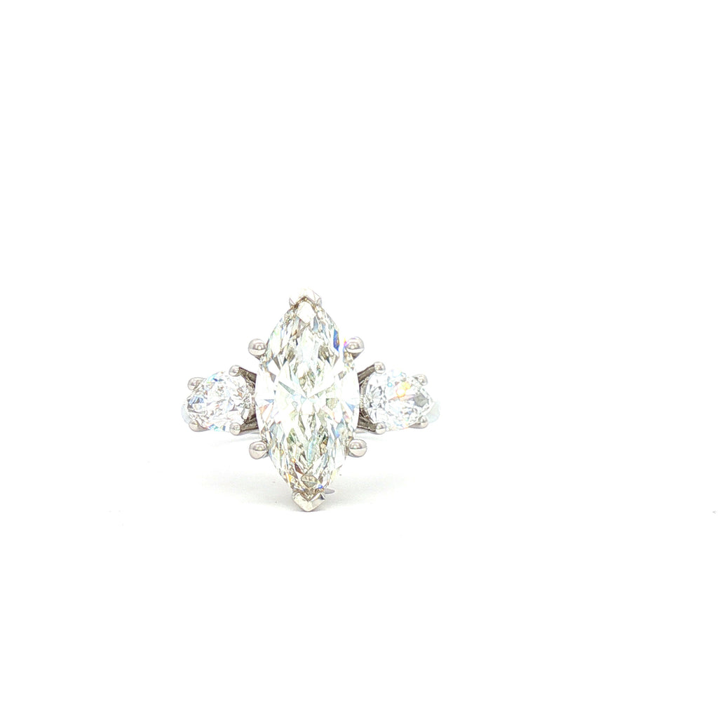 3ct Marquise Ring with Pear Side Stones
