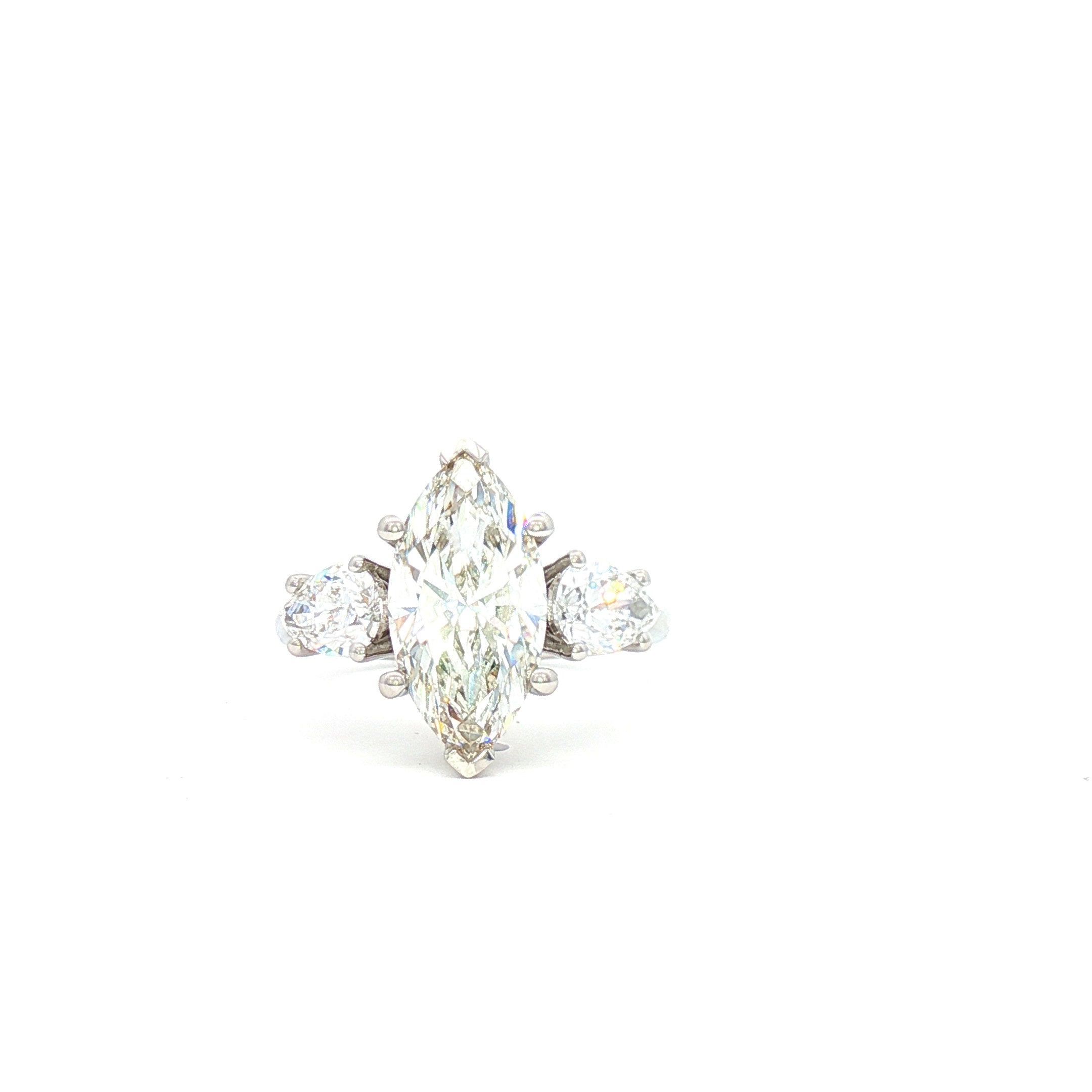 3ct Marquise Ring with Pear Side Stones