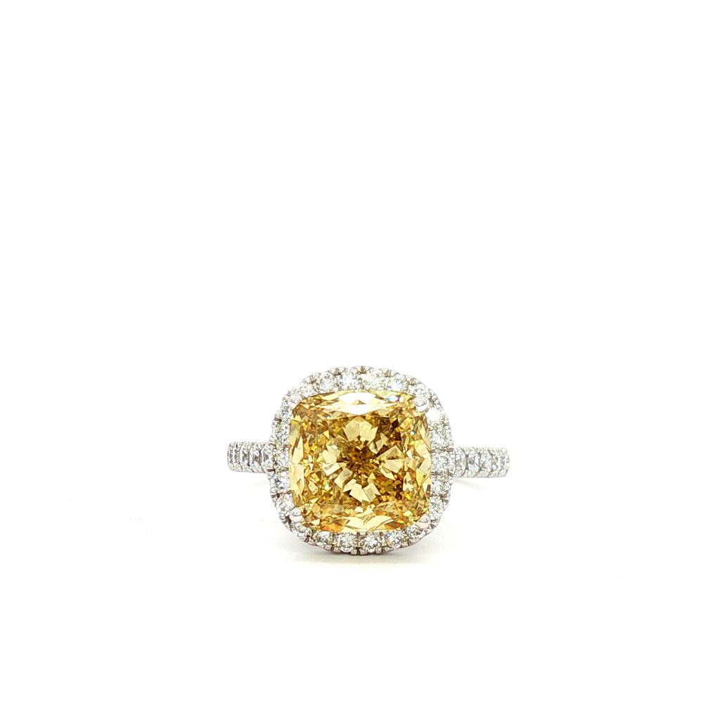 4ct Yellow Cushion Ring
