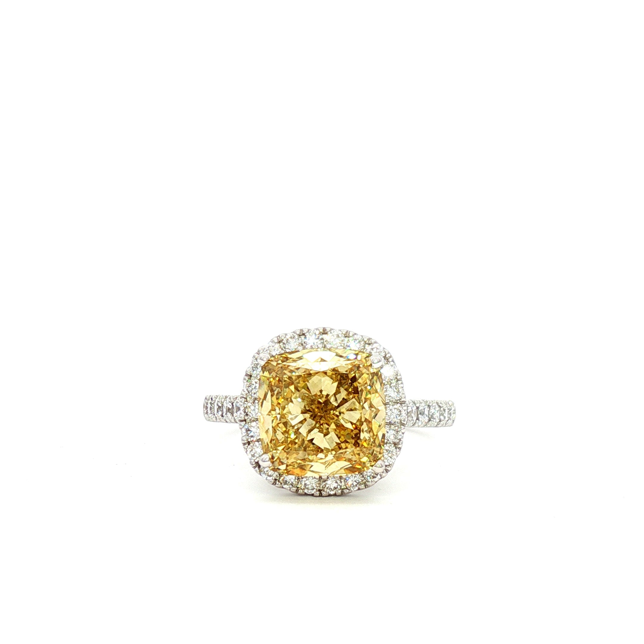 4ct Yellow Cushion Ring