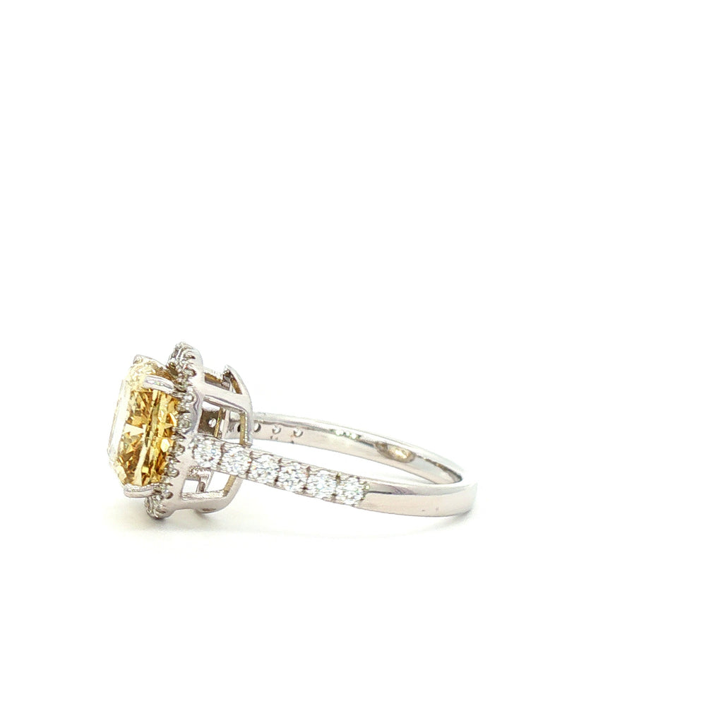 4ct Yellow Cushion Ring