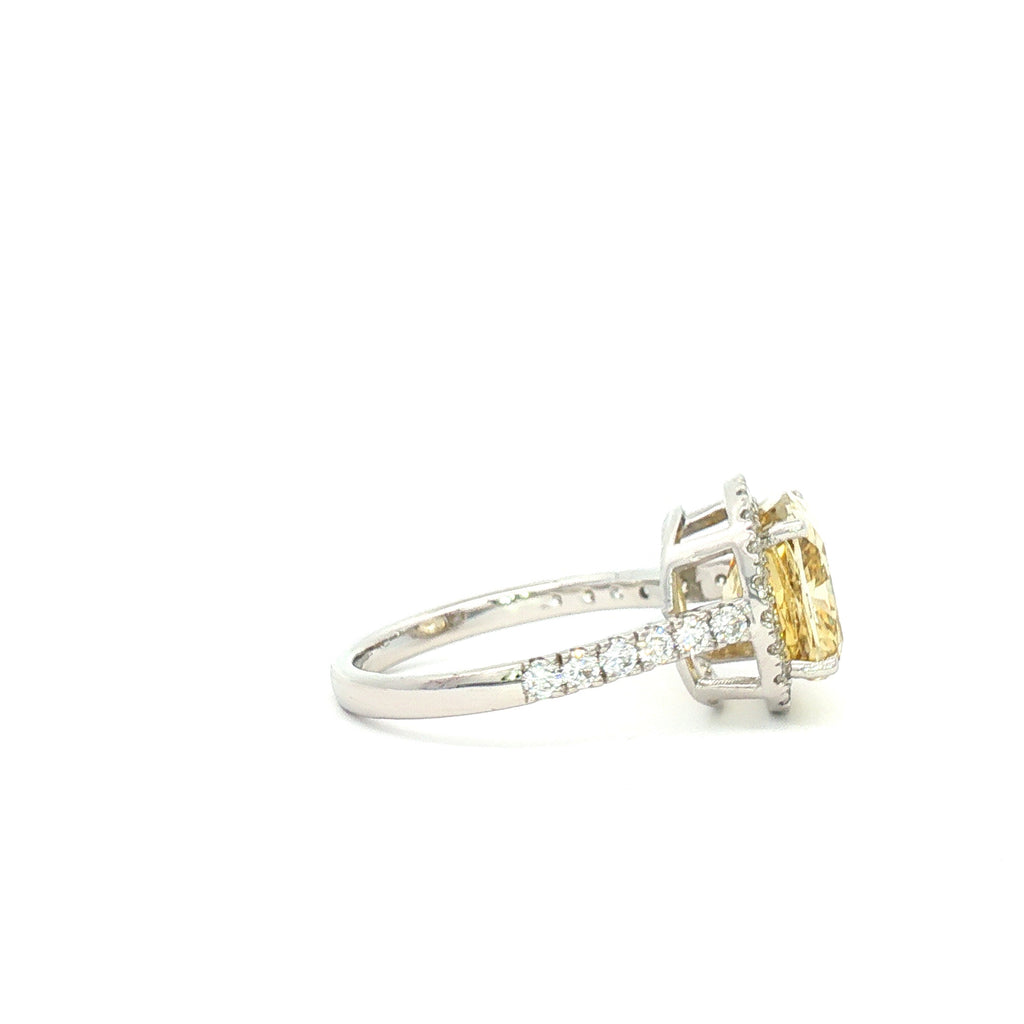 4ct Yellow Cushion Ring