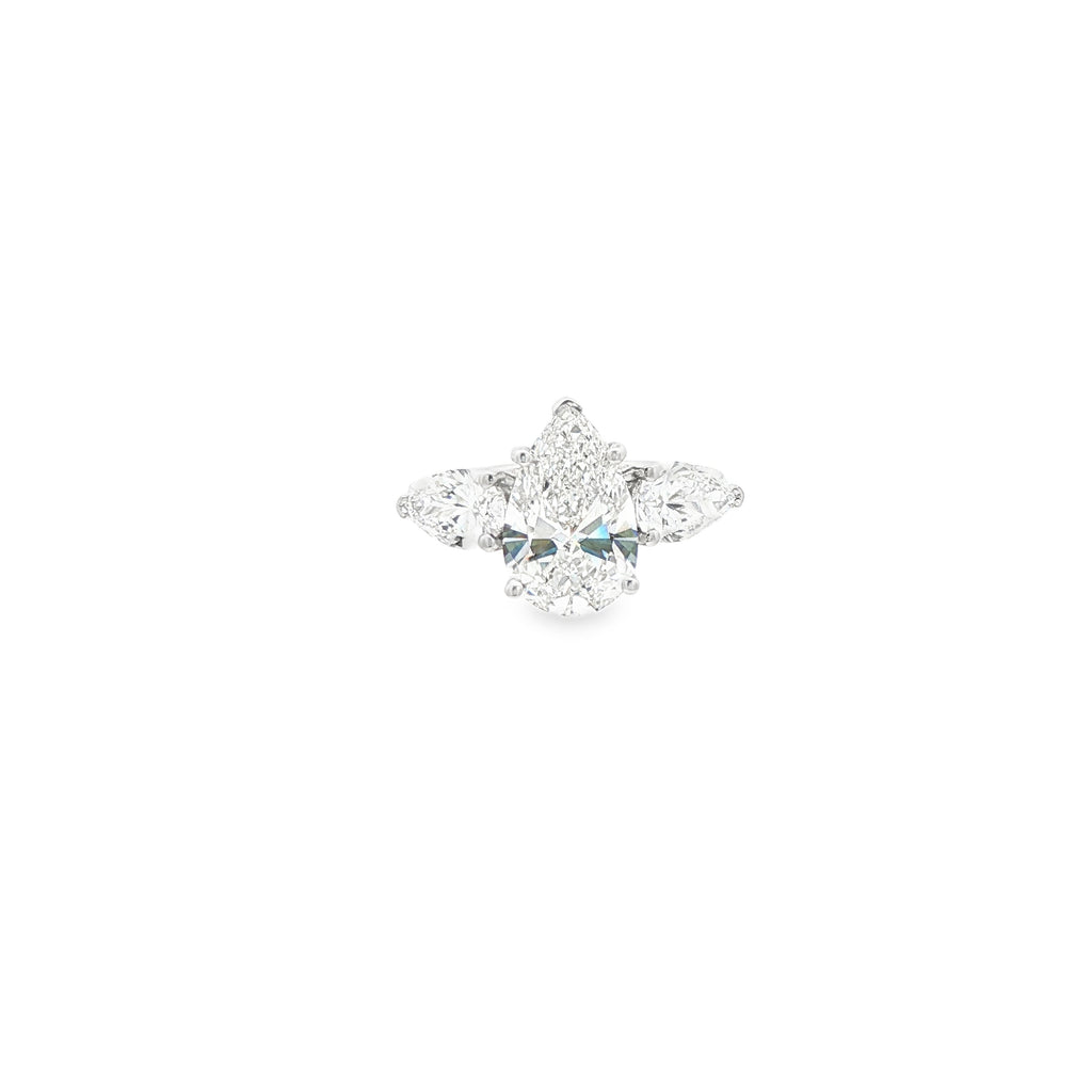 3ct Pear Ring with Side Pear Stone Ring
