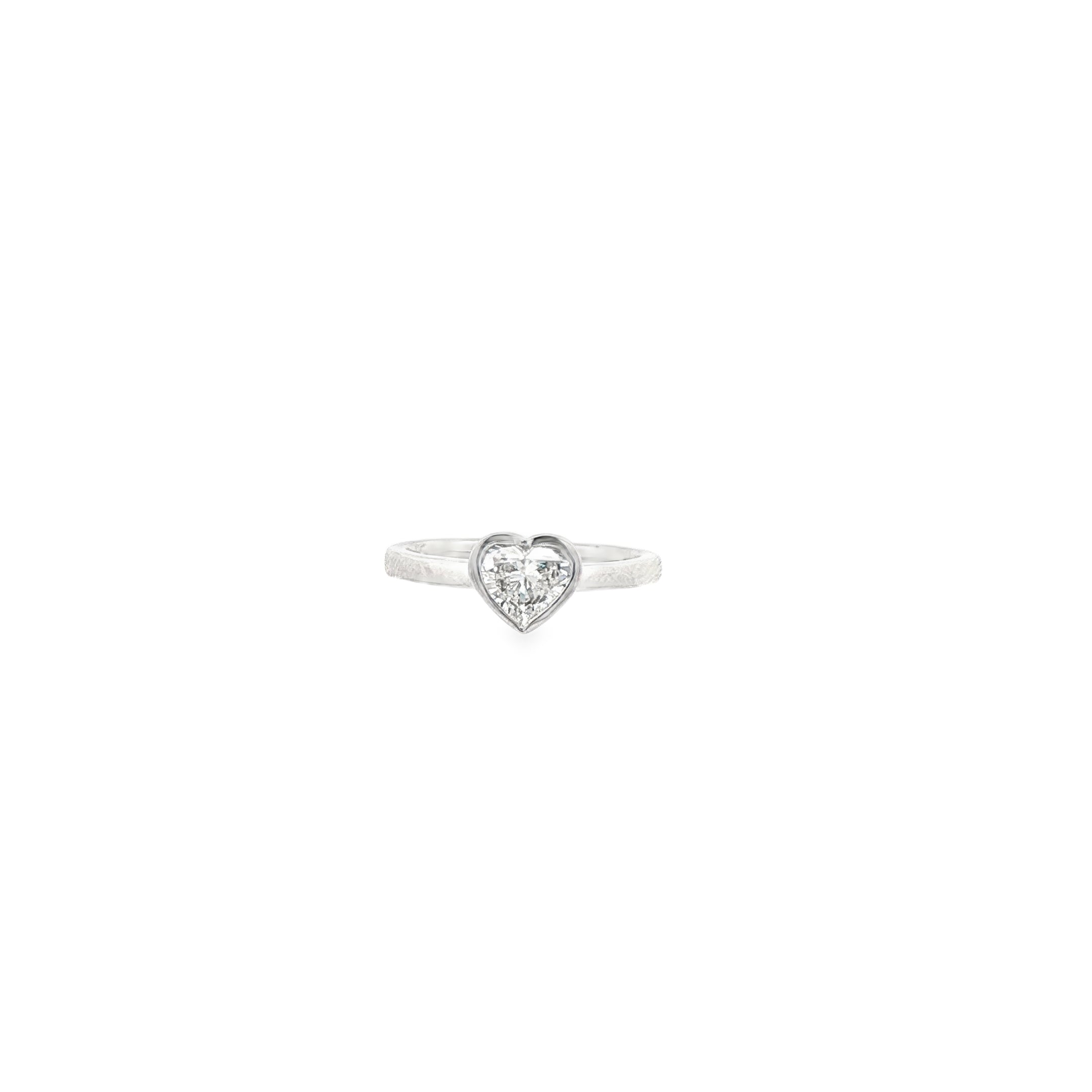 Heart Shaped Pinky Ring Brilliant Cut Diamond
