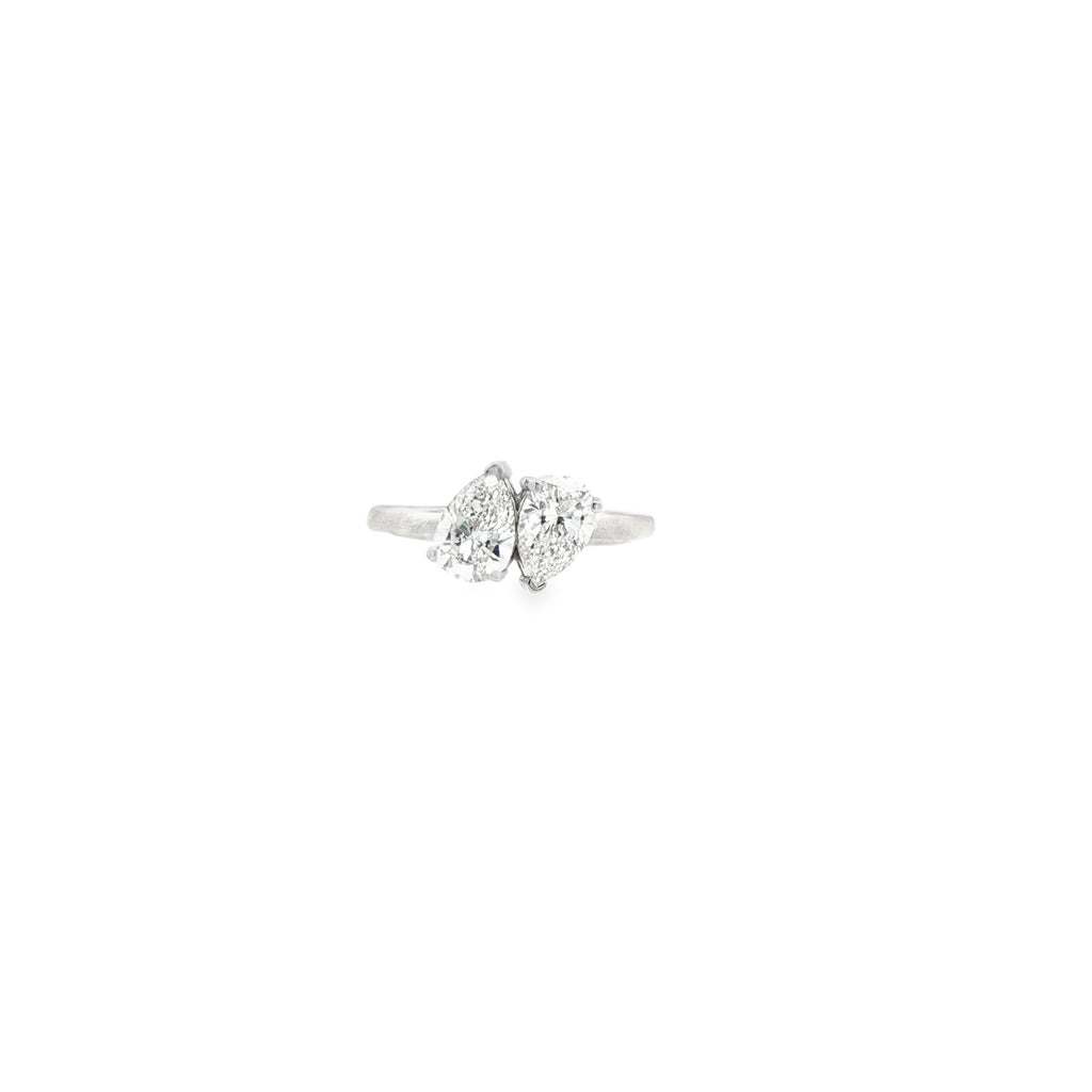 Two-Stone Pear Brilliant Diamond Pinky Ring