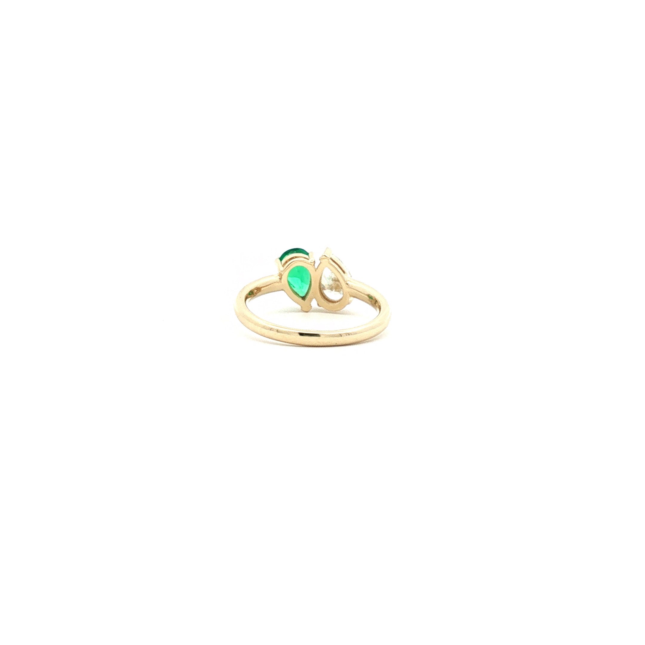 Pear-Cut Diamond and Emerald Pinky Ring