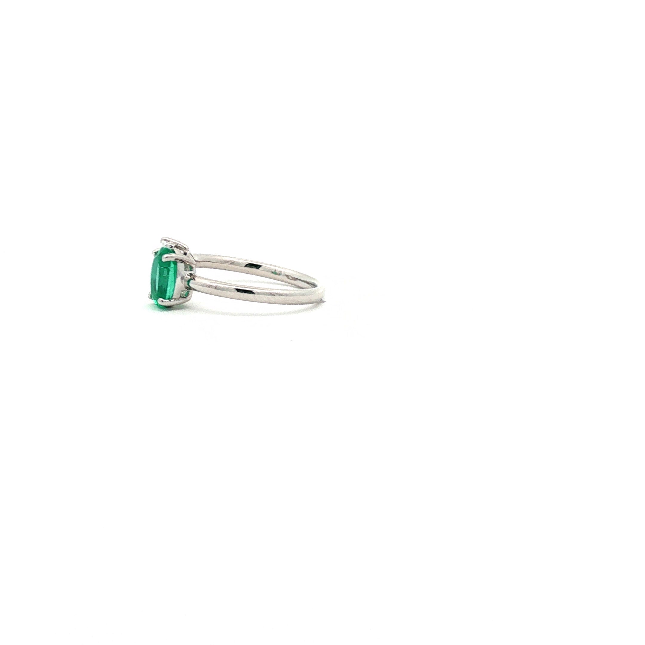 Oval Emerald and Pear Diamond Open Bypass Pinky Ring