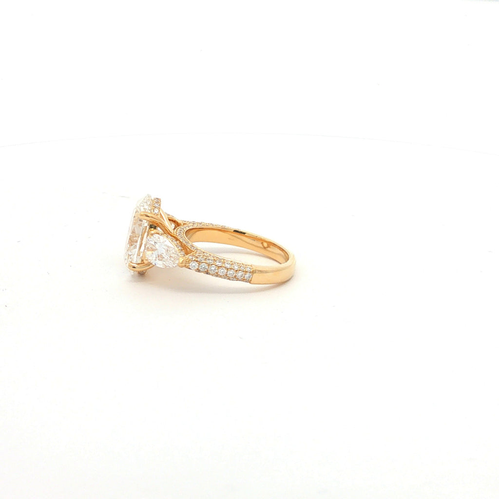 Yellow Gold Oval and Pear Diamond Multistone Ring