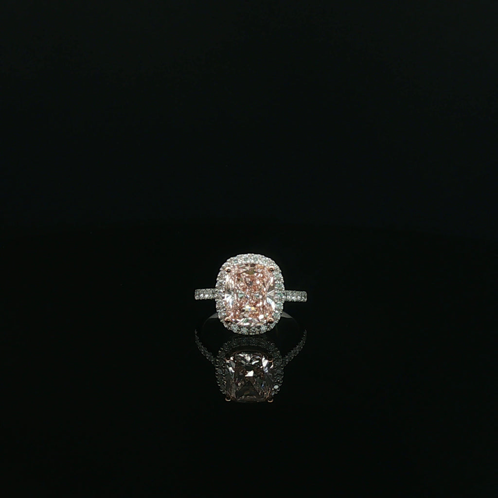4ct Fancy Pink Diamond Halo Ring