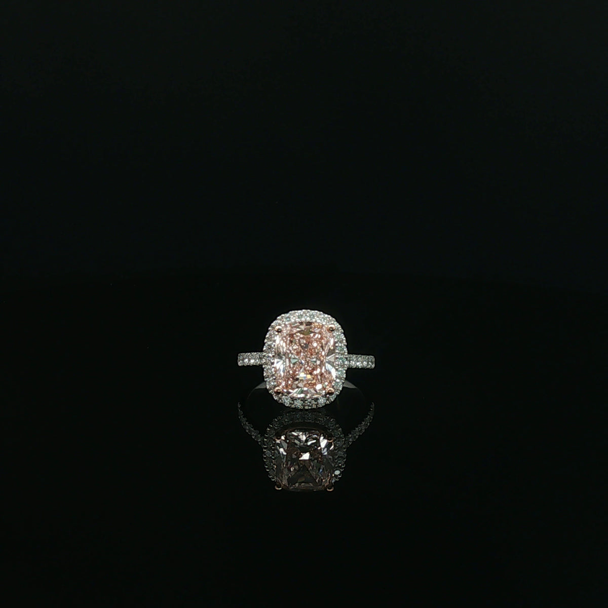 4ct Fancy Pink Diamond Halo Ring