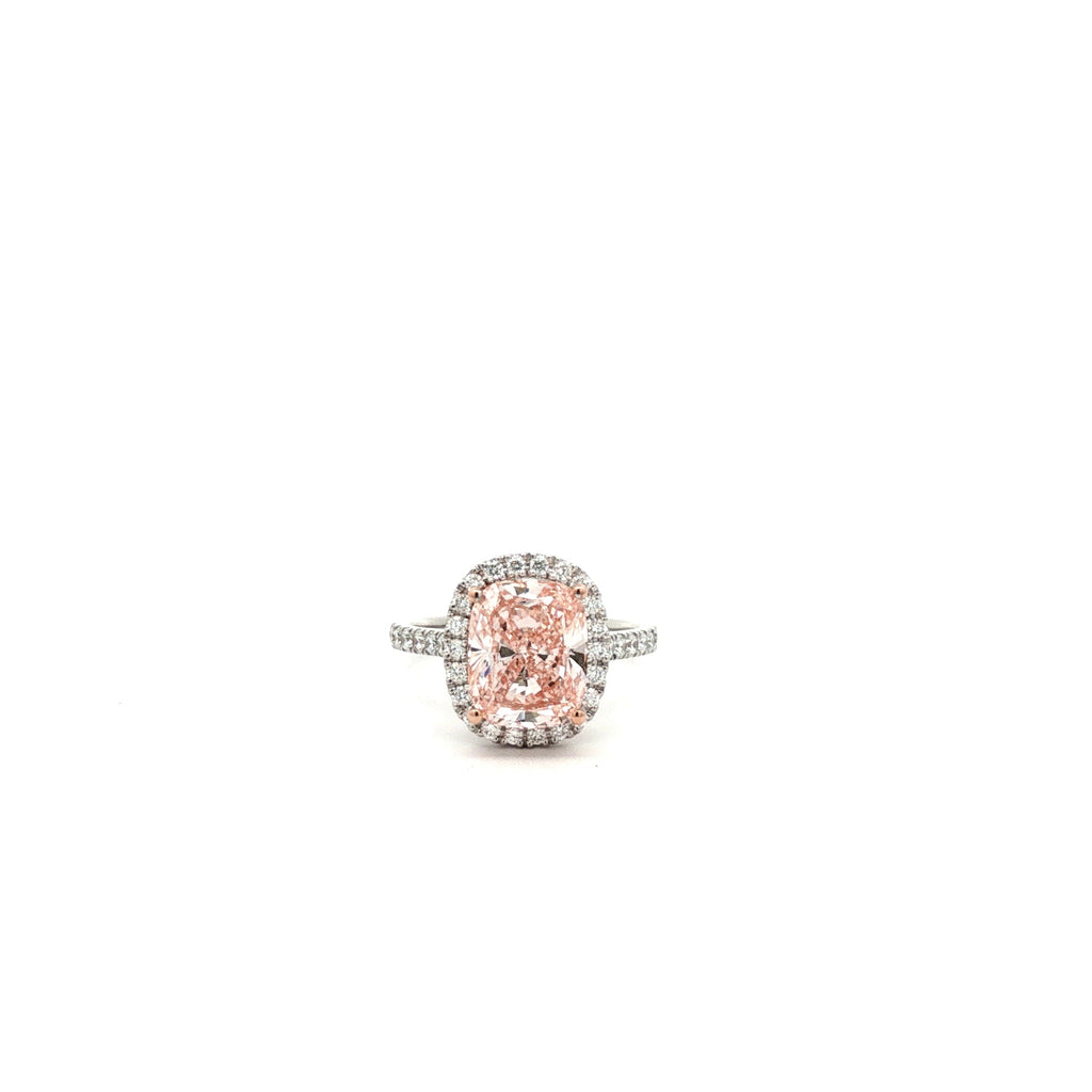 4ct Fancy Pink Diamond Halo Ring