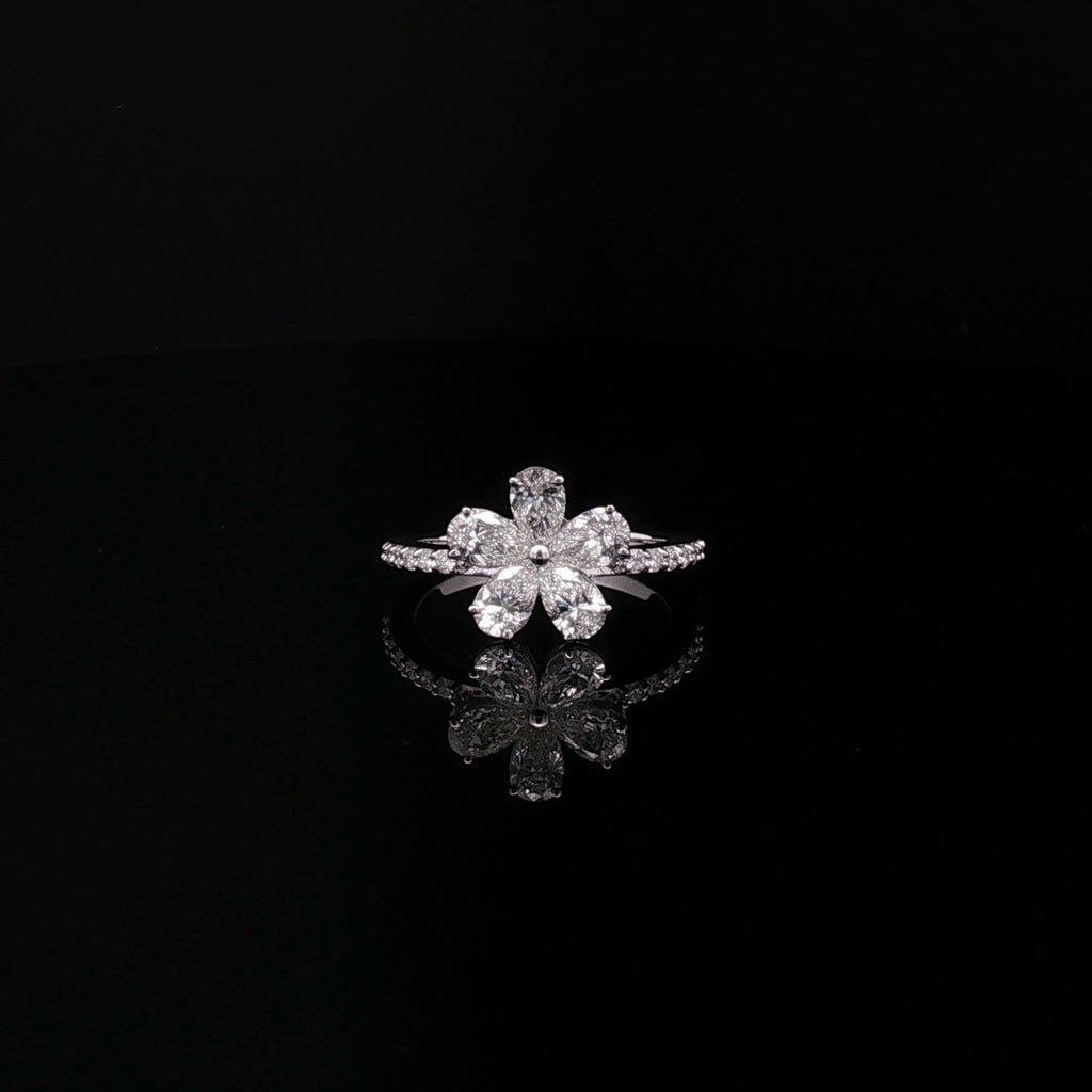 Diamond Floral Motif Multi-Stone Ring