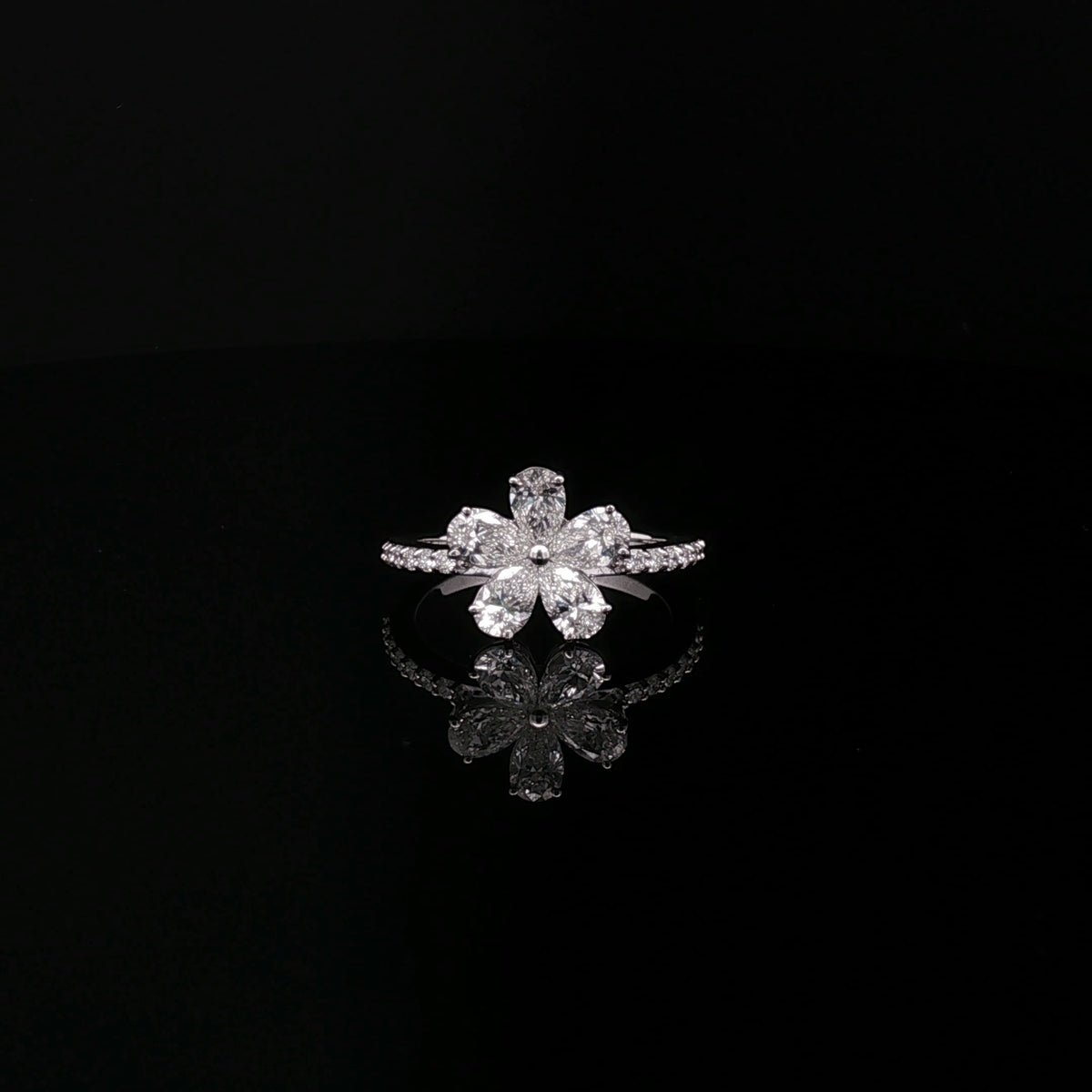 Diamond Floral Motif Multi-Stone Ring