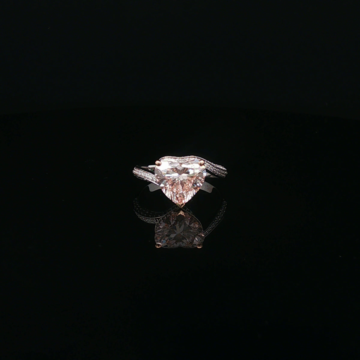 Heart-Shaped Fancy Pink Diamond Solitaire Ring