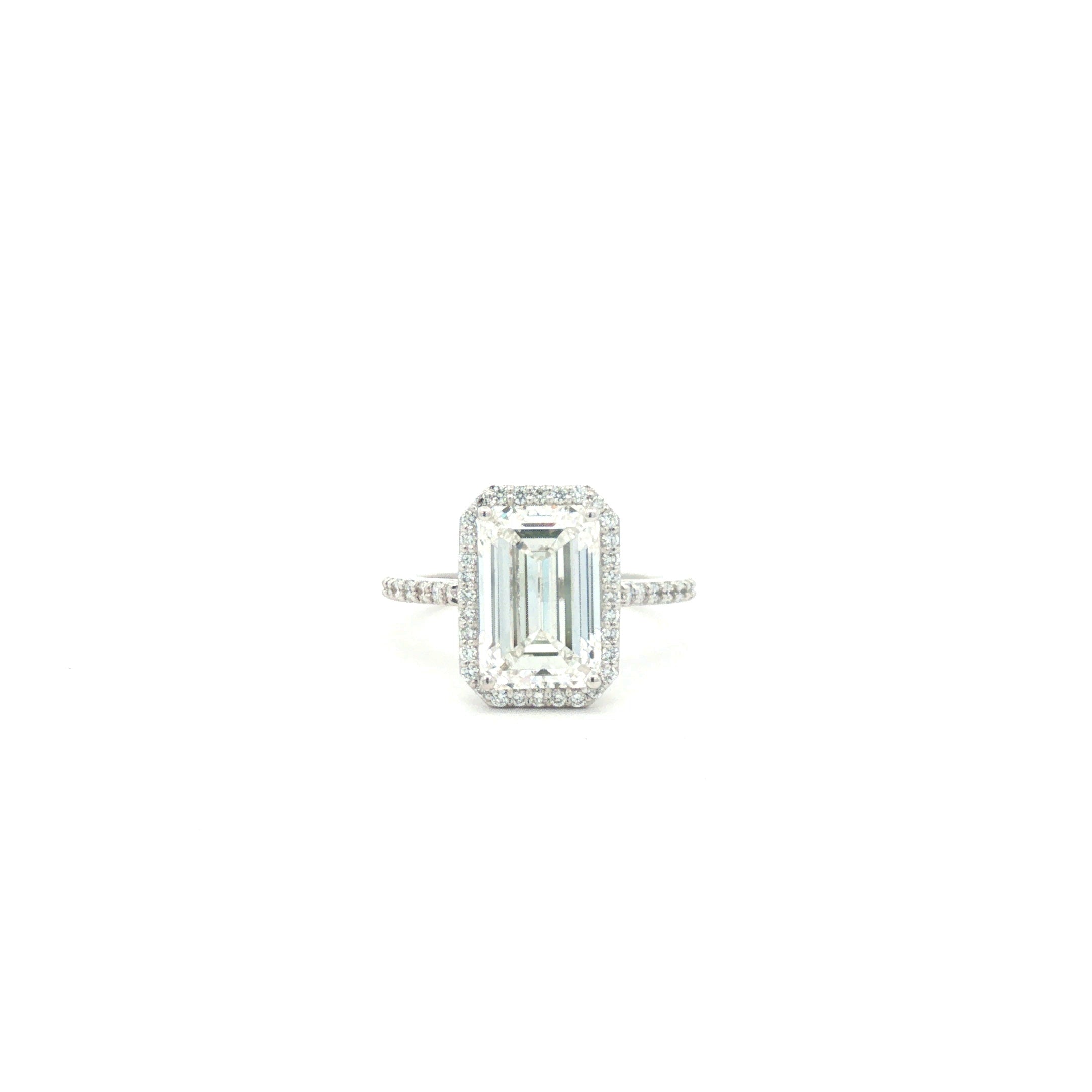 5ct Emerald-Cut Diamond Halo Engagement Ring