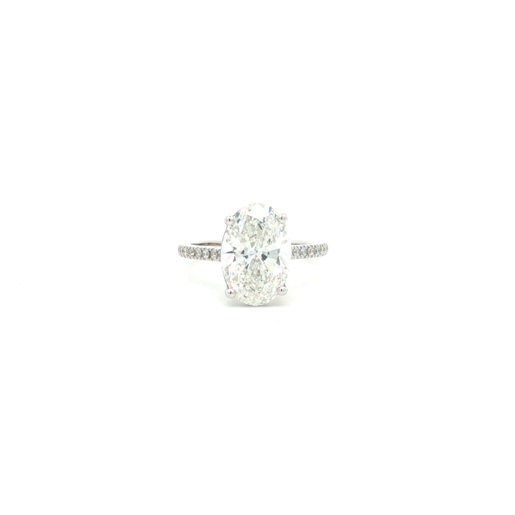 Oval Diamond Ring with Pavé Band