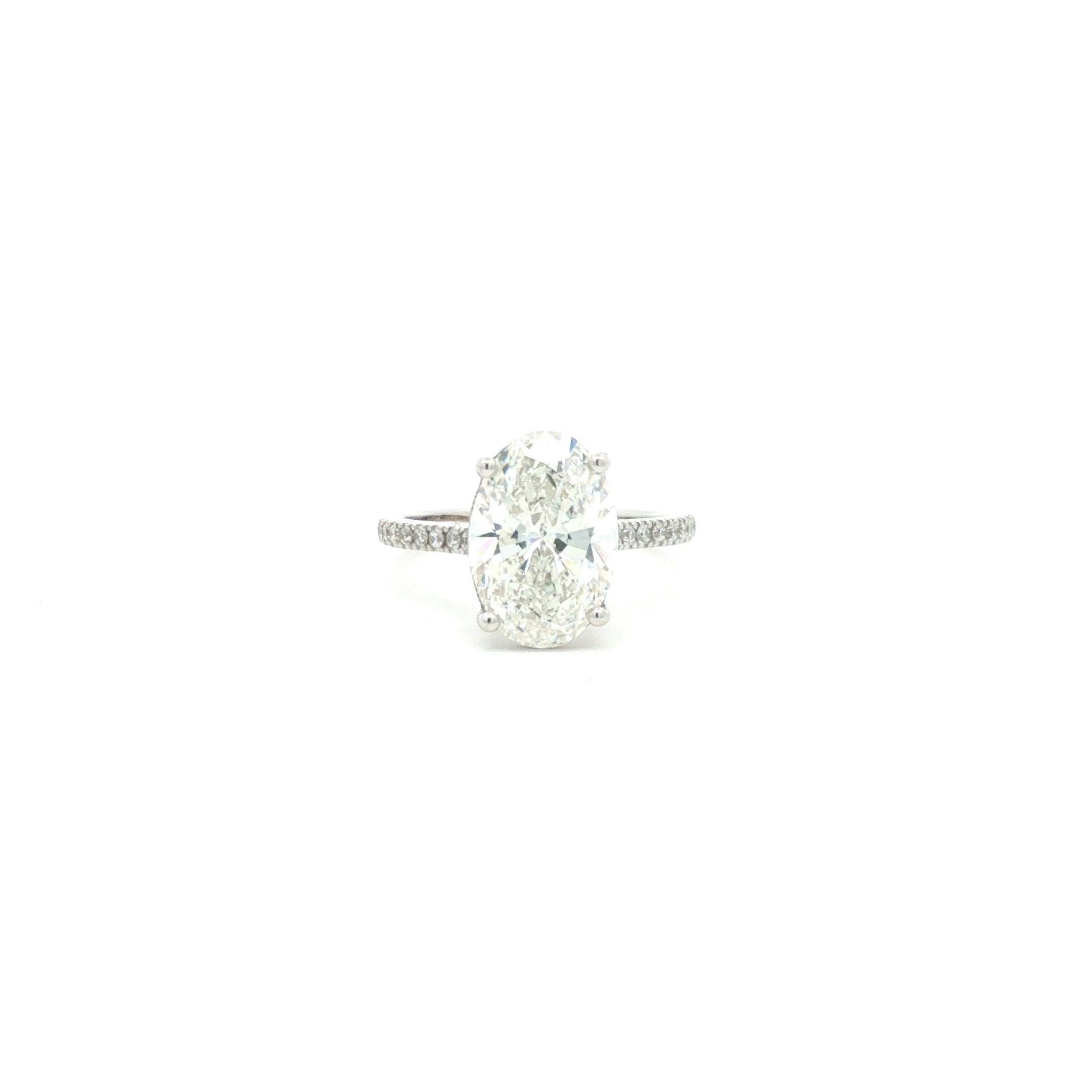 Oval Diamond Ring with Pavé Band