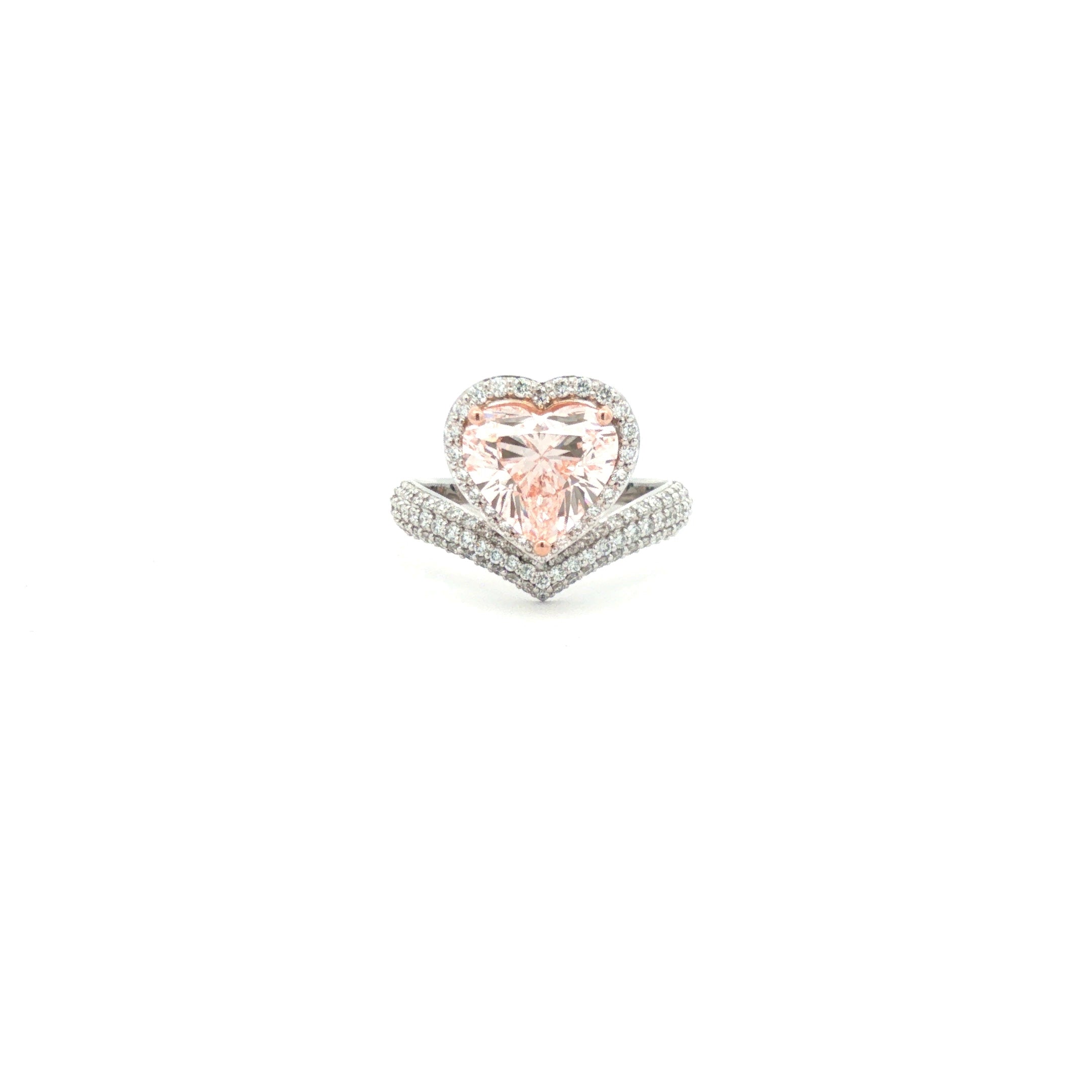 Fancy Pink Heart Diamond Halo Engagement Ring