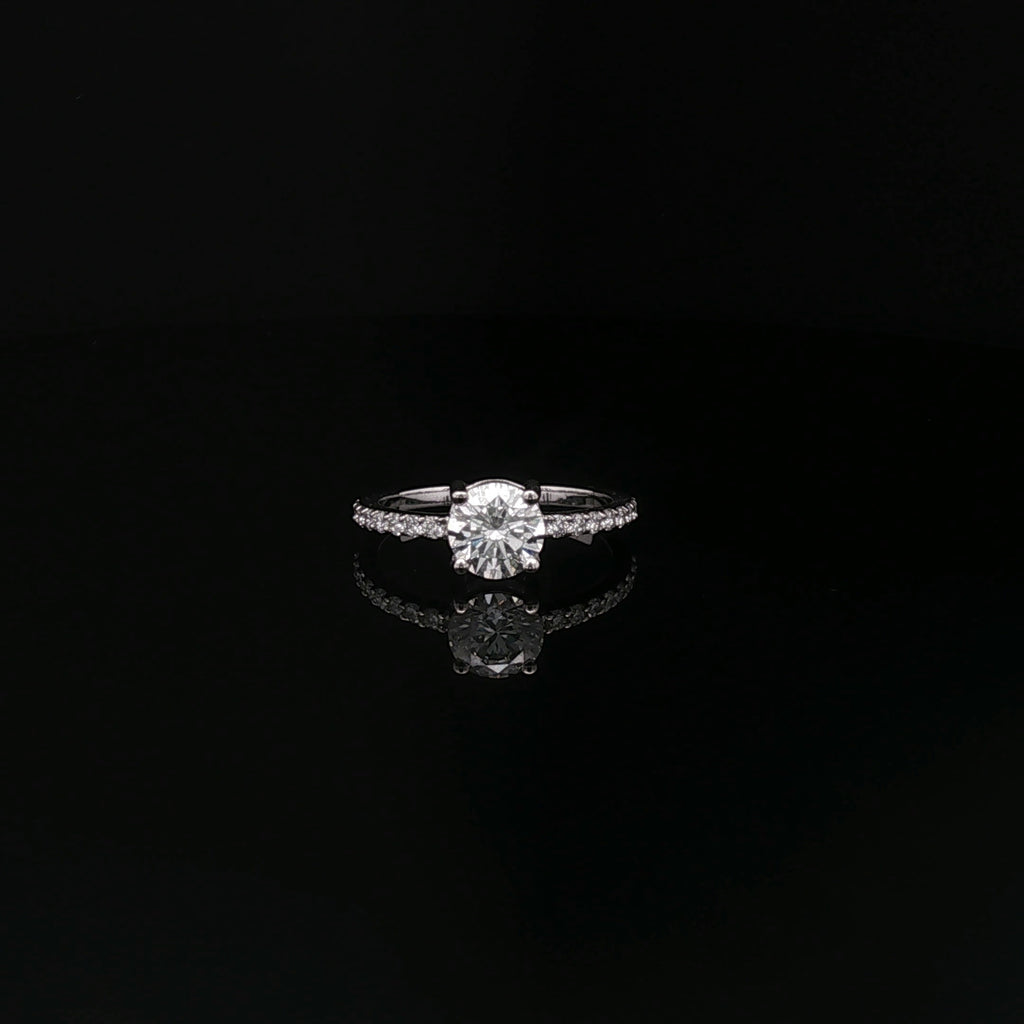 1ct Round Solitaire Ring with Diamond Band