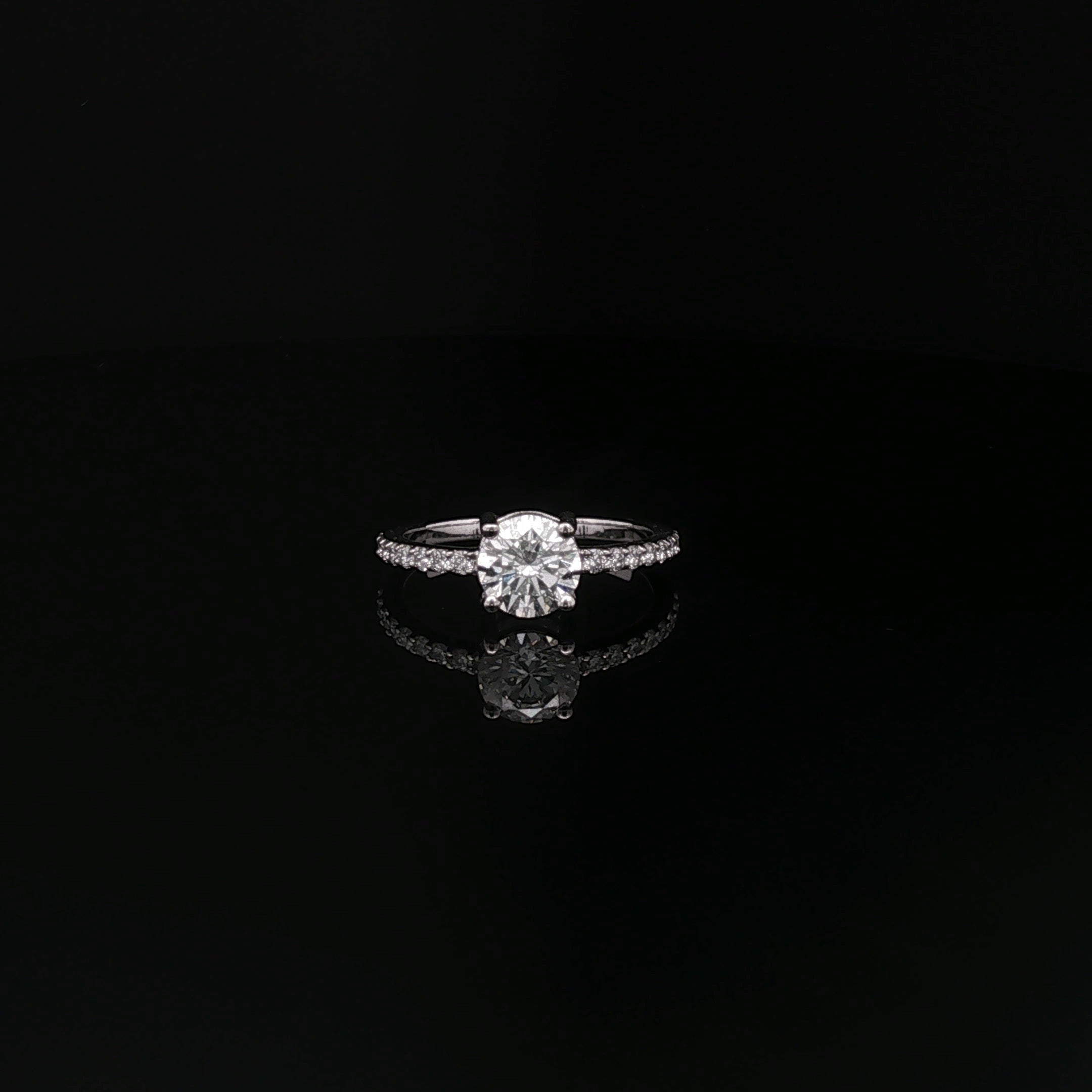 1ct Round Solitaire Ring with Diamond Band