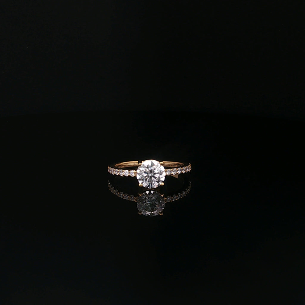 1ct Round Solitaire Ring with Diamond Band