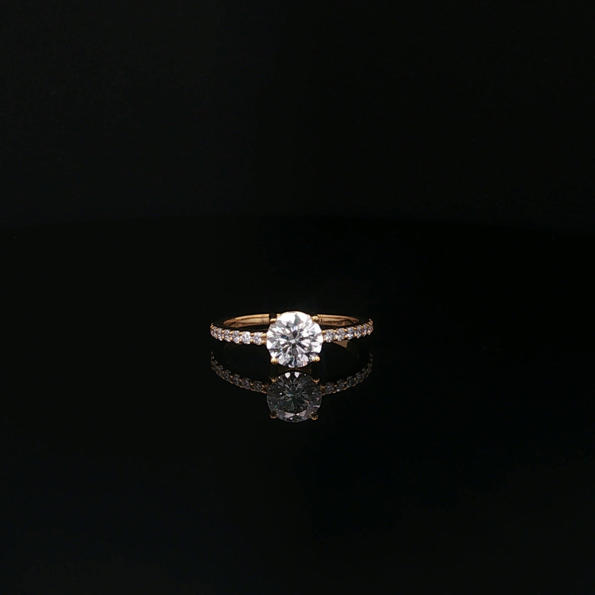 1ct Round Solitaire Ring with Diamond Band