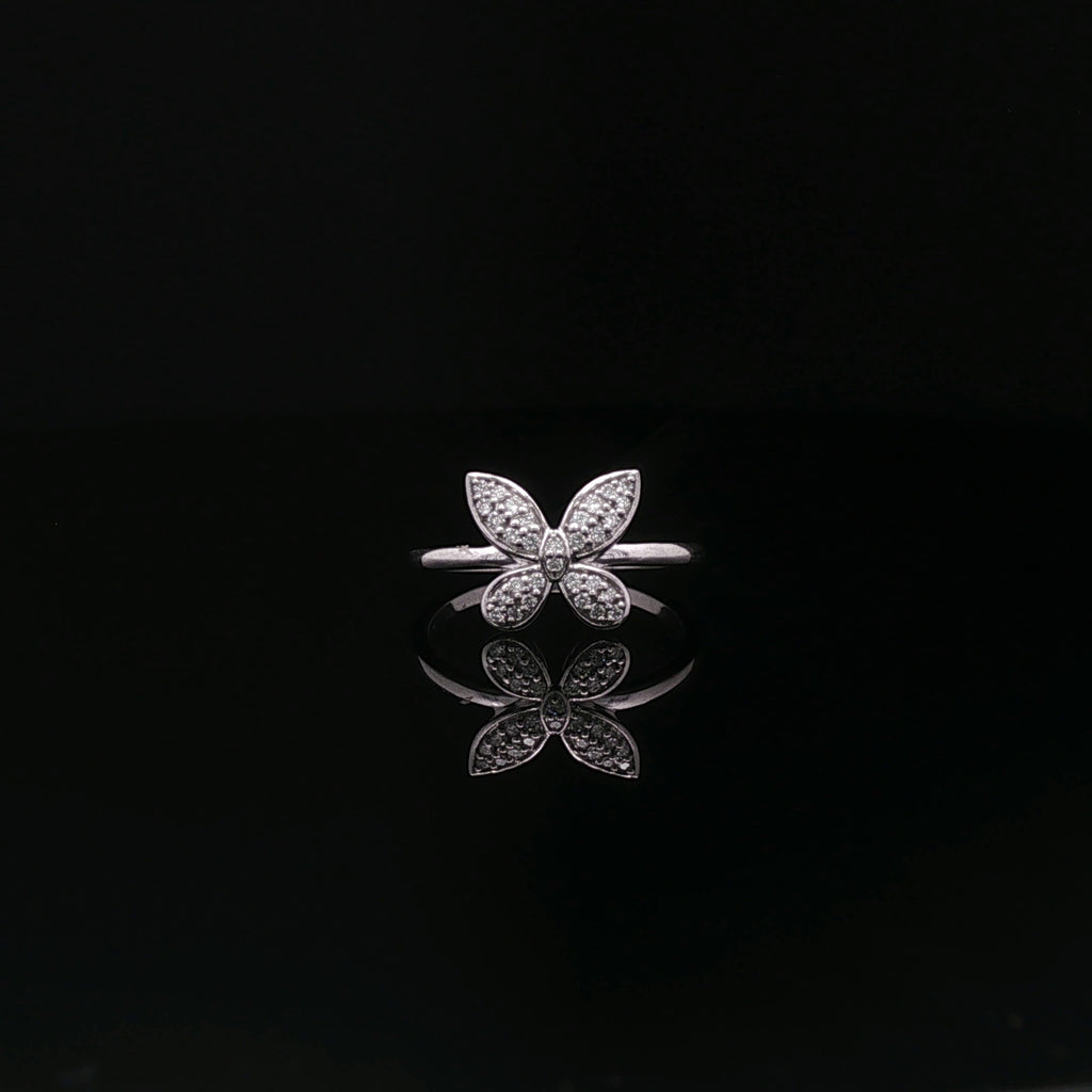 Diamond Butterfly Motif Ring