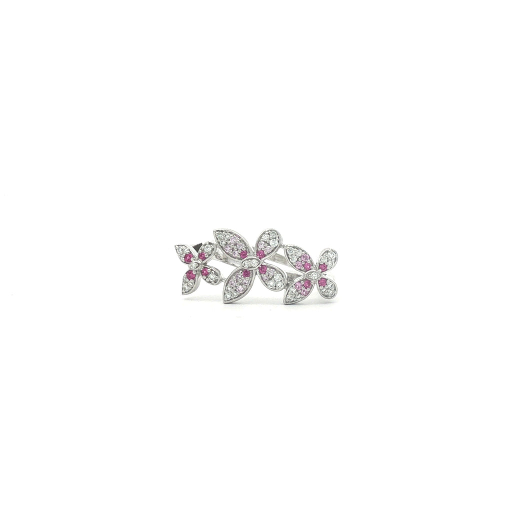 Pink Sapphire Floral Motif Cocktail Ring