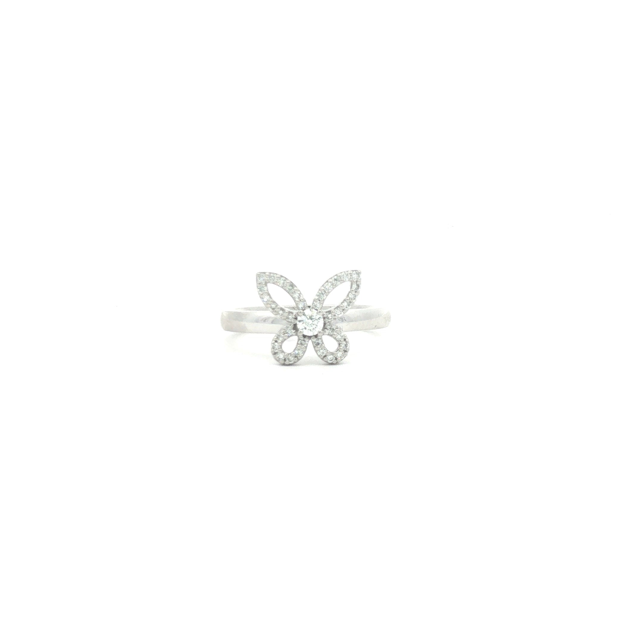 Diamond Butterfly Motif Cocktail Pinky Ring