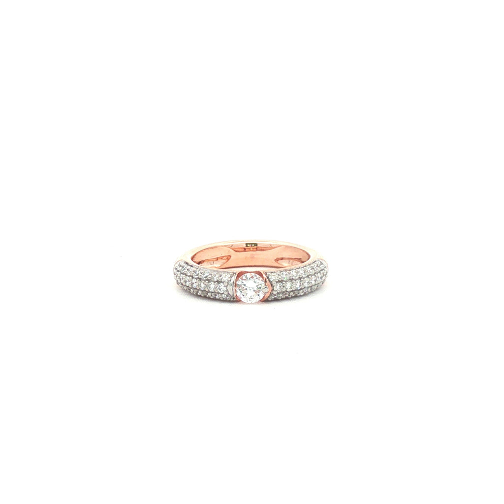 Pavé Band Diamond Solitaire Ring