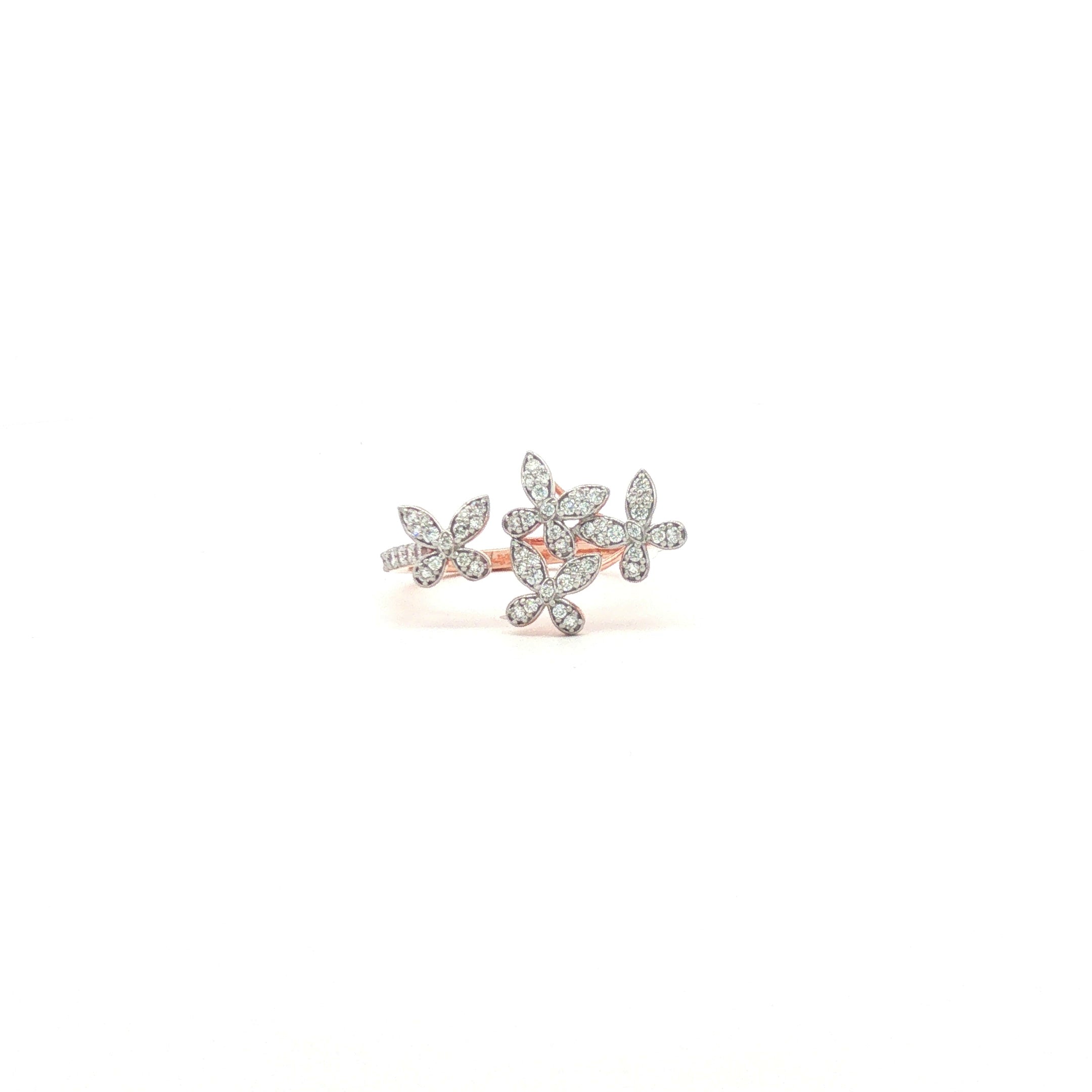 Diamond Pave Butterfly Cluster Cocktail Ring
