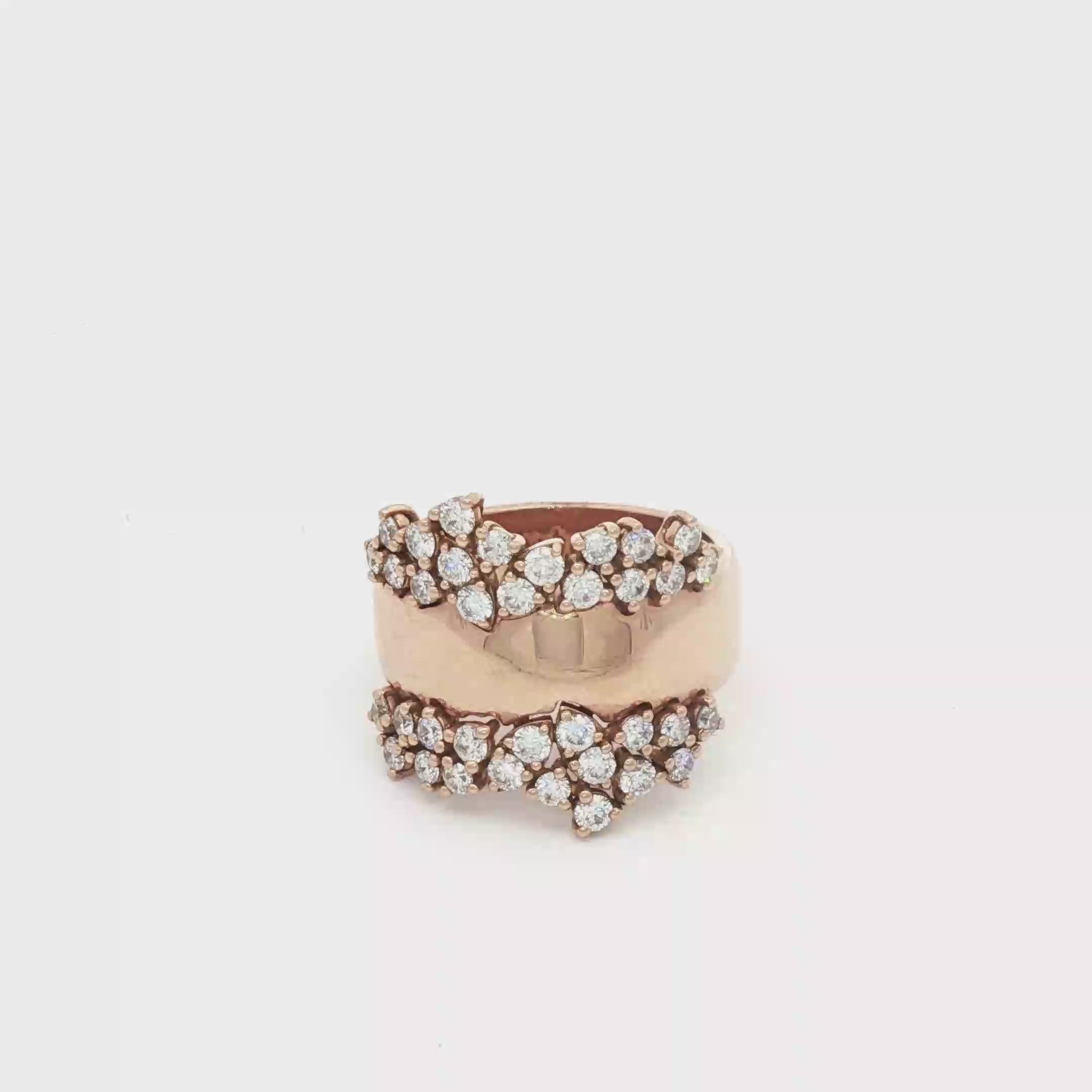 Gold Thick Band with Clustered Diamonds