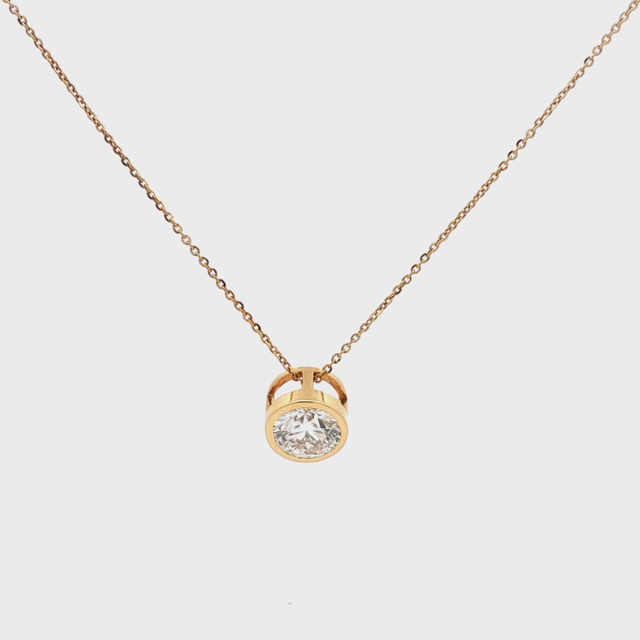 2ct Round Bezel-Set Diamond Solitaire Pendant Necklace