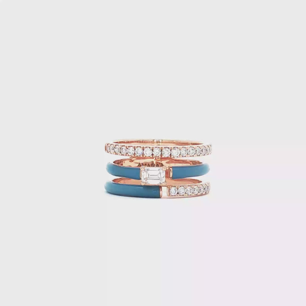 Emerald Blue Enamel Ring