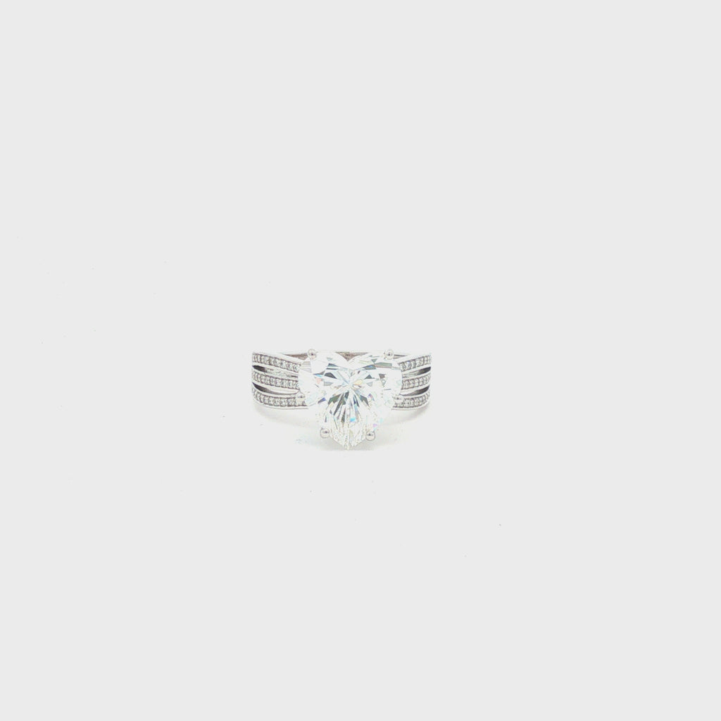 4ct Heart-Shaped Diamond Multi-Row Ring