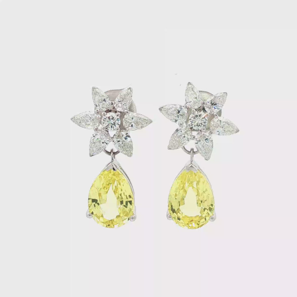 Flower x Yellow 5.5ct  Pear Earrings
